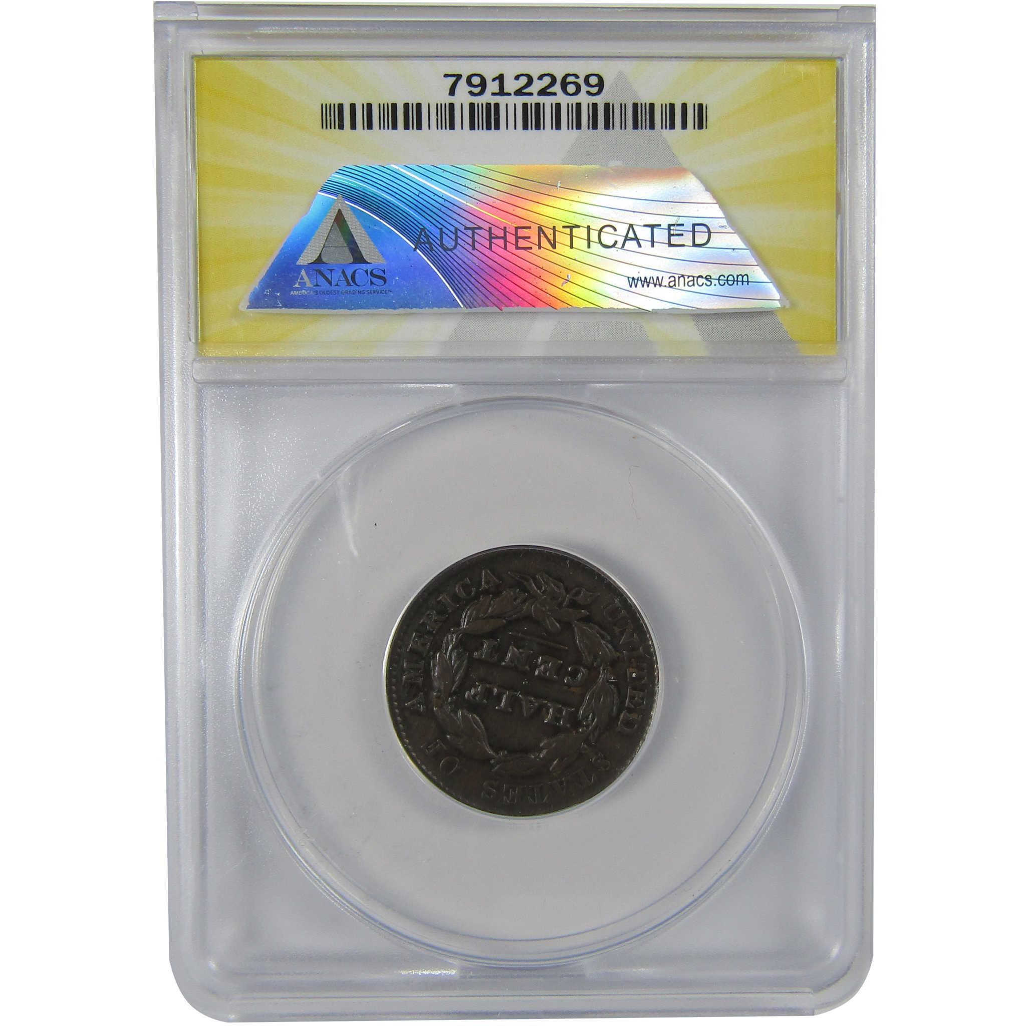 1828 13 Stars Classic Head Half Cent EF 40 Details ANACS SKU:CPC1131