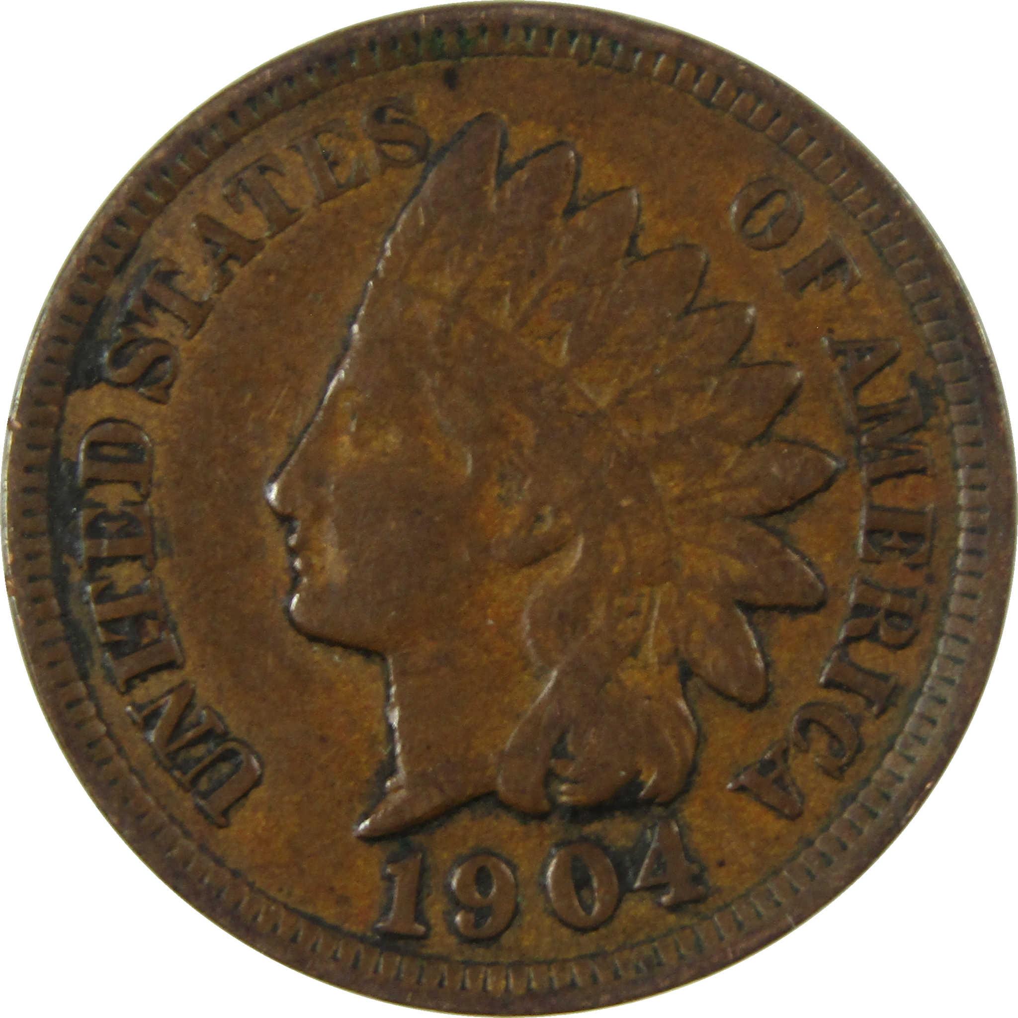 1904 Indian Head Cent XF EF Extremely Fine Penny 1c Coin SKU:I26955