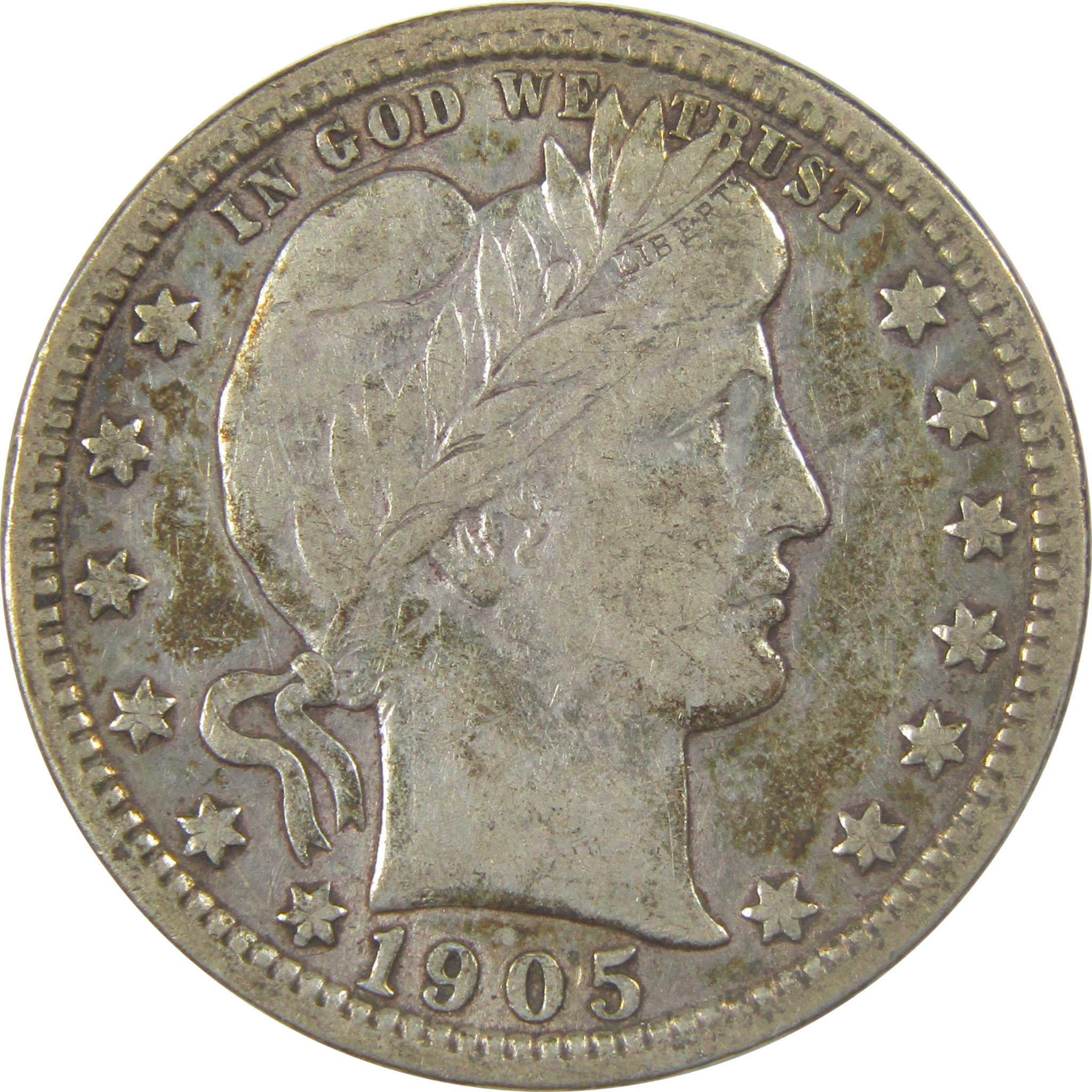 1905 Barber Silver Quarter XF EF Extremely Fine 25c Coin SKU:I24584