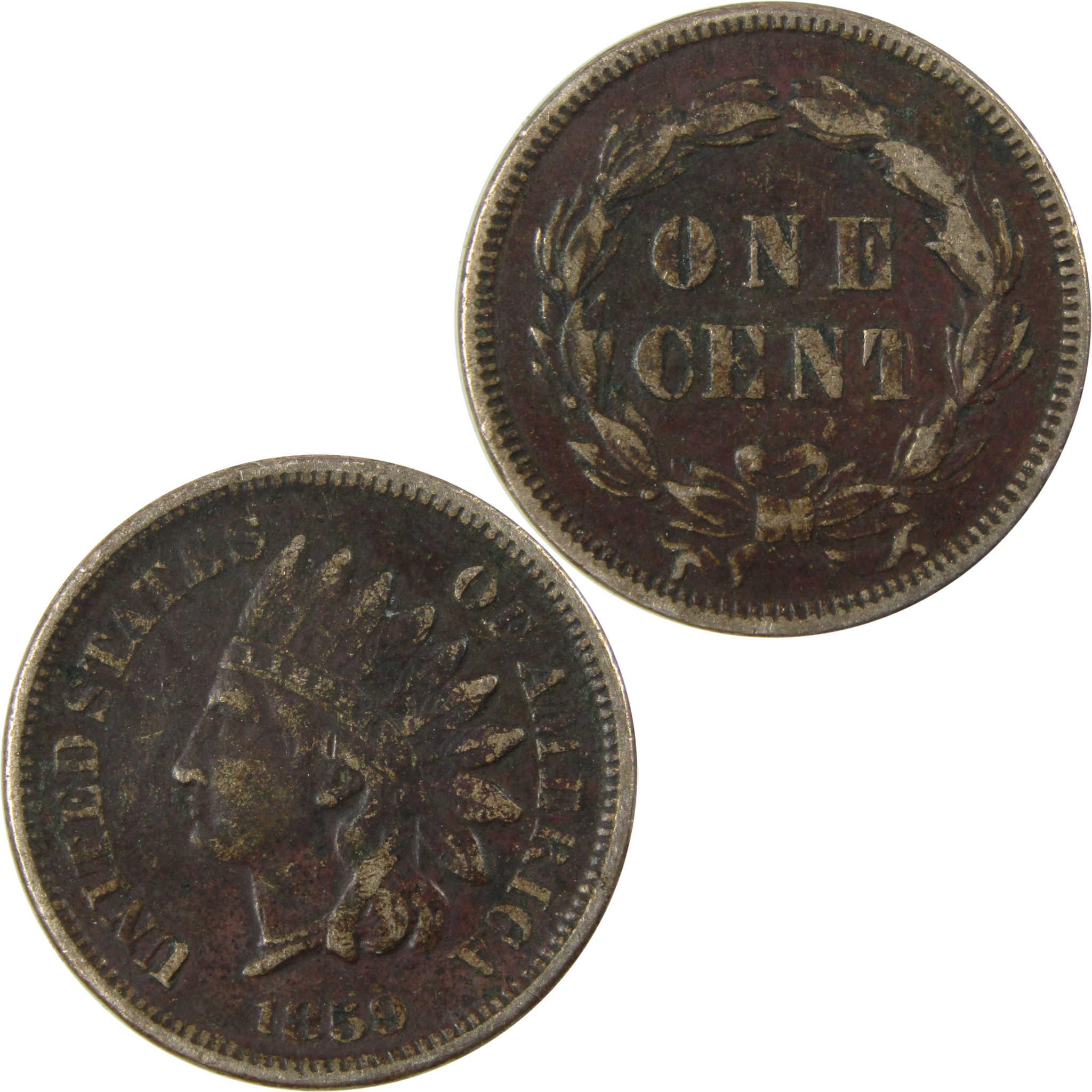 1859 Indian Head Cent VF Very Fine Details Penny 1c Coin SKU:CP1175