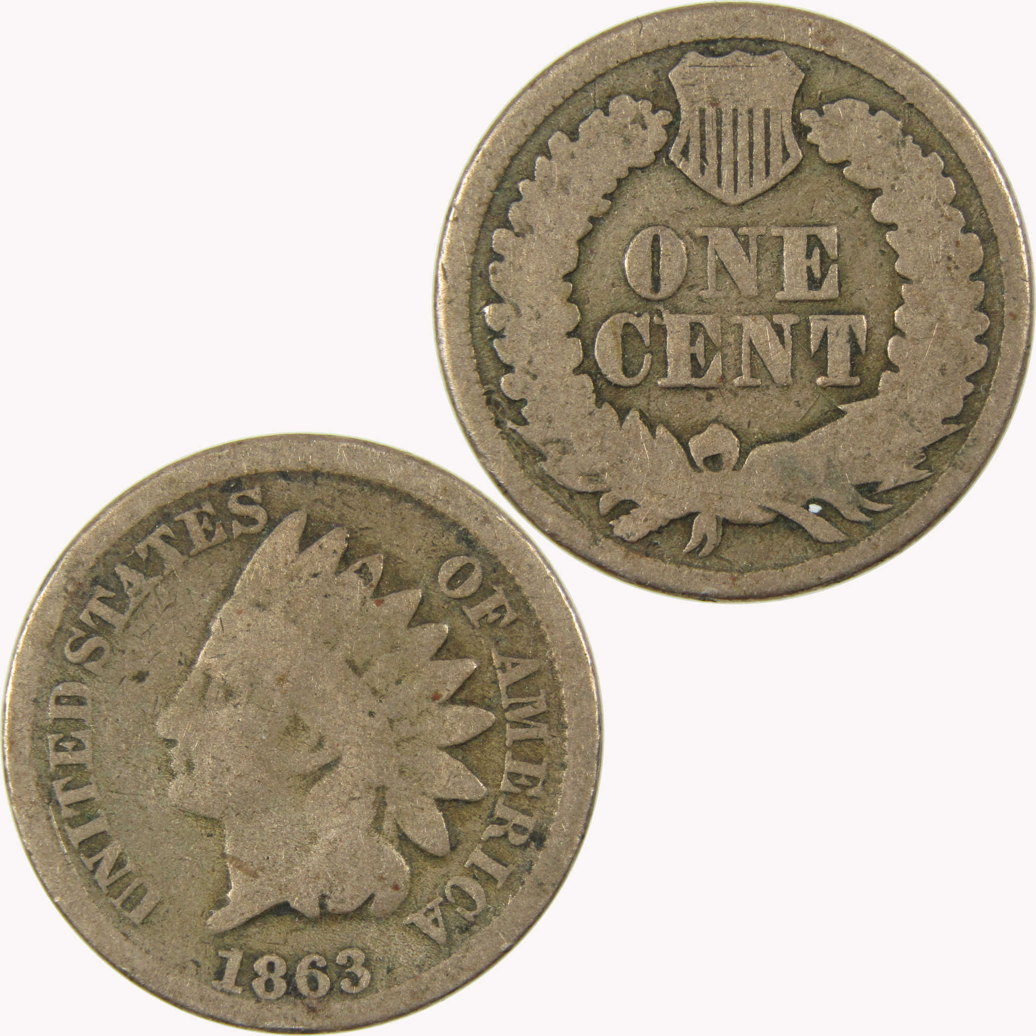 1863 Indian Head Cent G Good Penny 1c Coin SKU:CP1104
