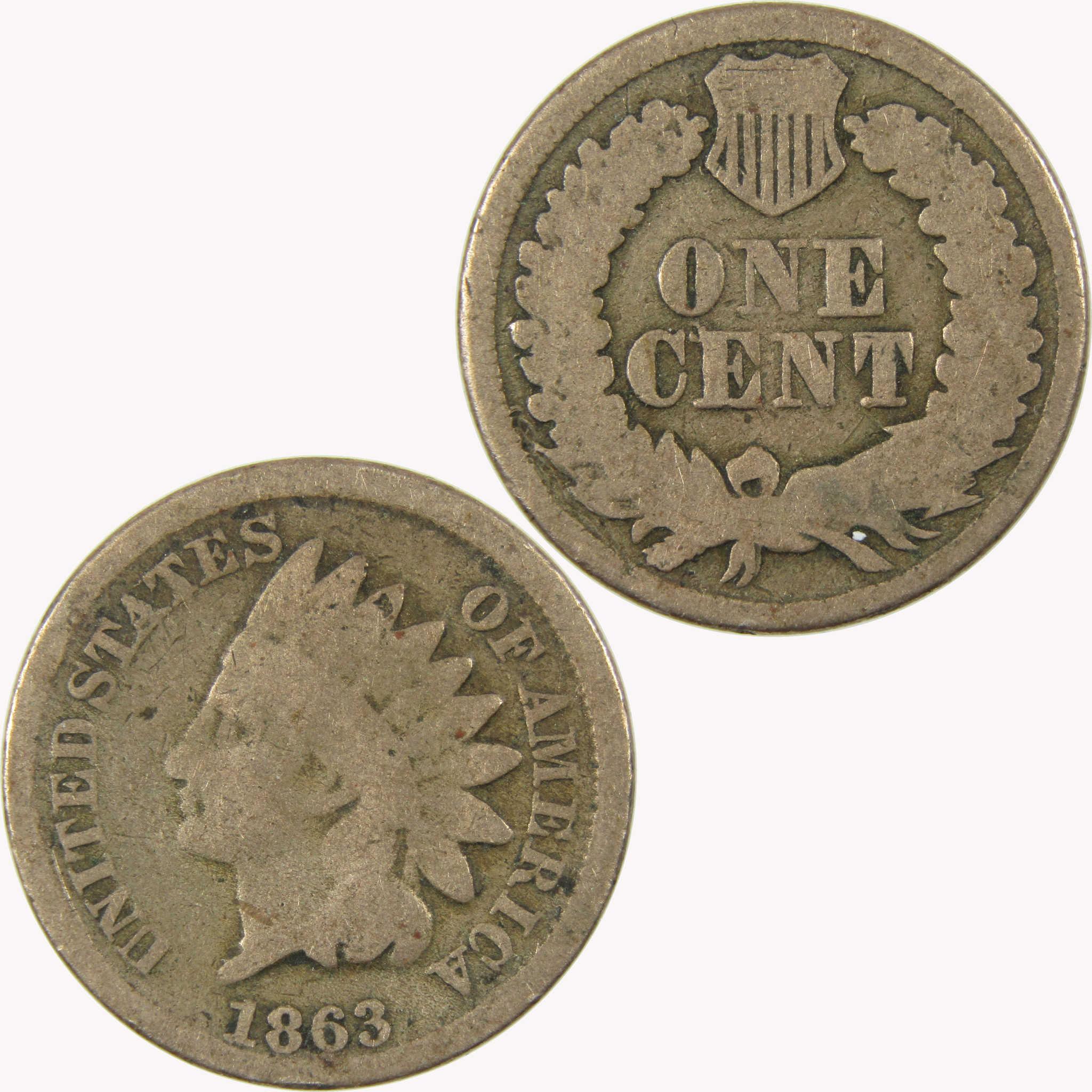 1863 Indian Head Cent G Good Penny 1c Coin SKU:CP1104