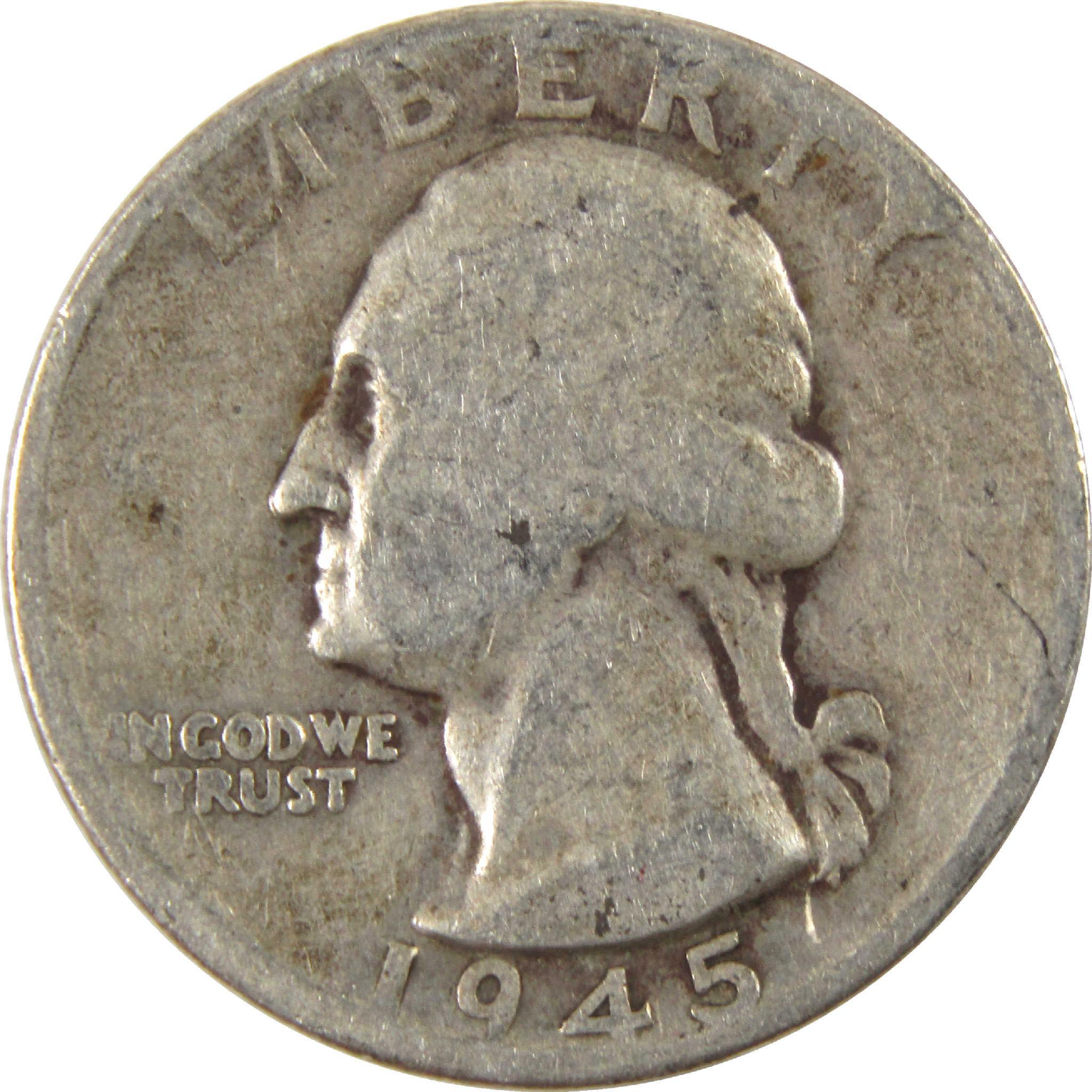 1945 D Washington Quarter Circulated Silver 25c Coin Collectible