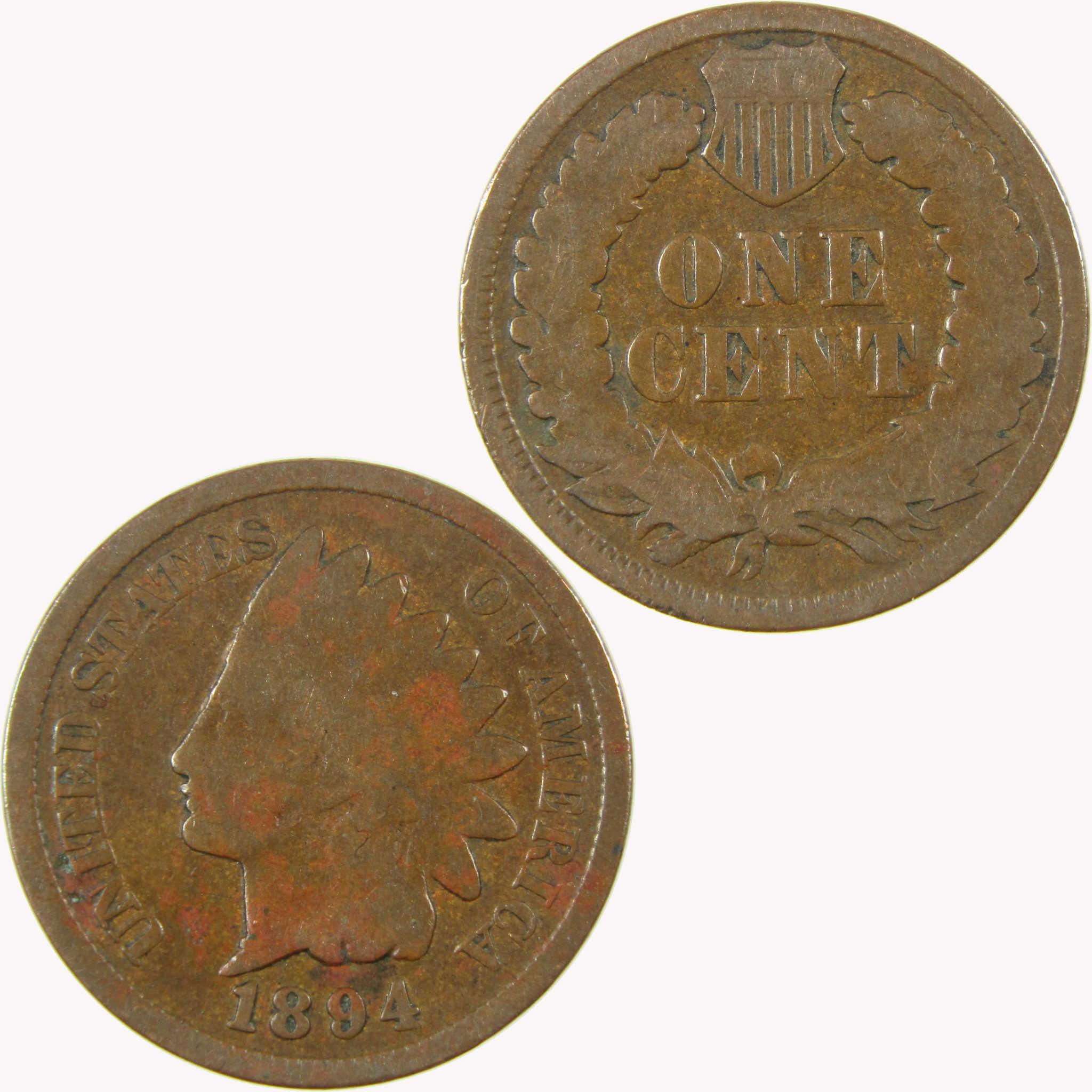 1894 Indian Head Cent G Good Details Penny 1c Coin SKU:I26557