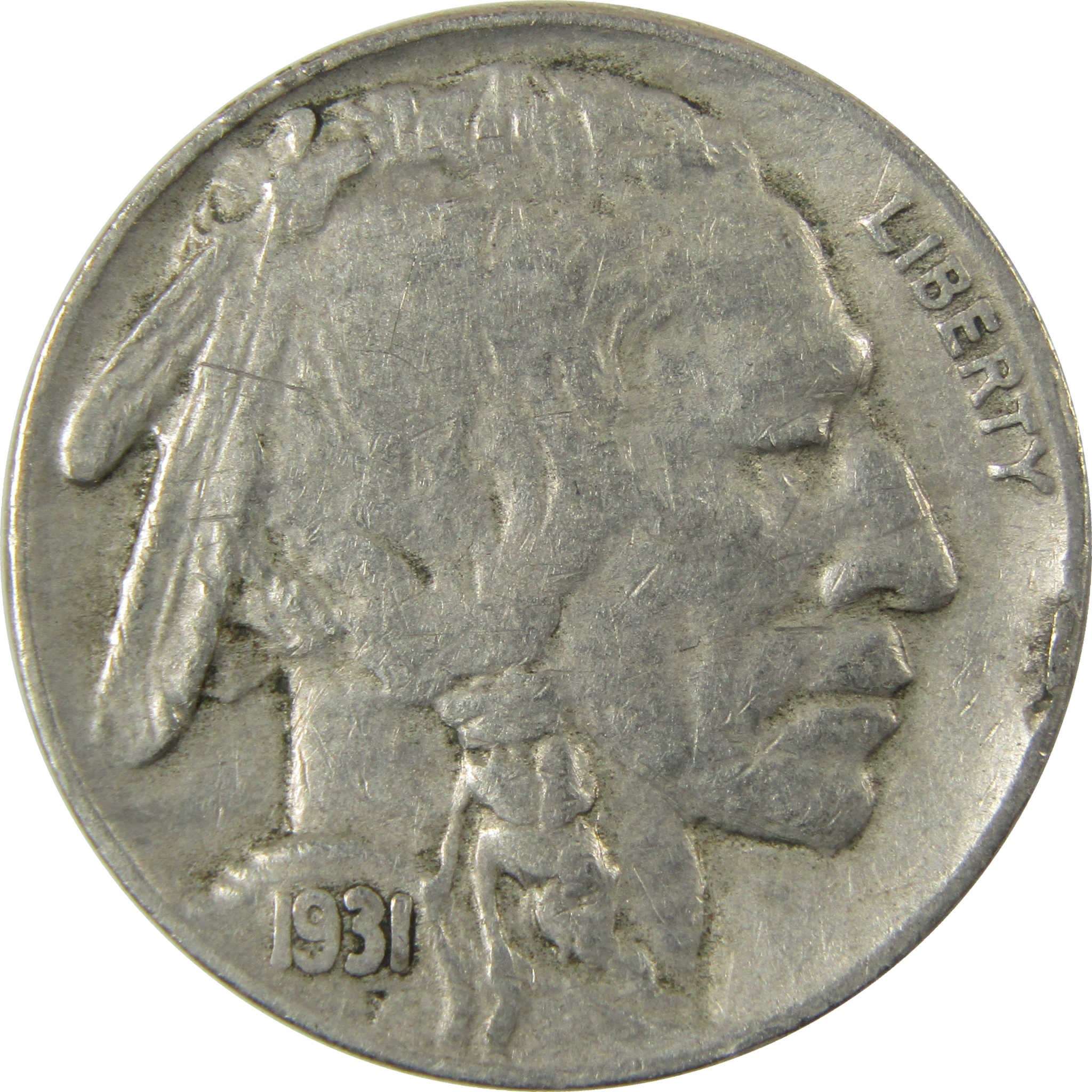 1931 S Indian Head Buffalo Nickel F Fine 5c Coin SKU:I28137
