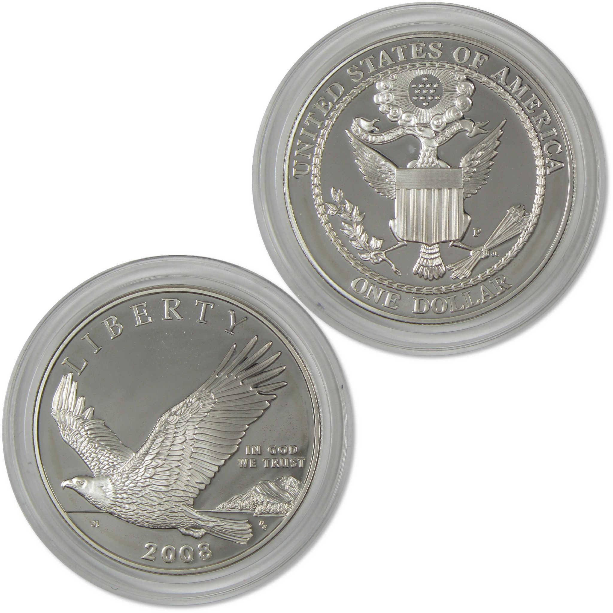 2008 P Bald Eagle Recovery Commemorative Silver Dollar Proof $1 Coin