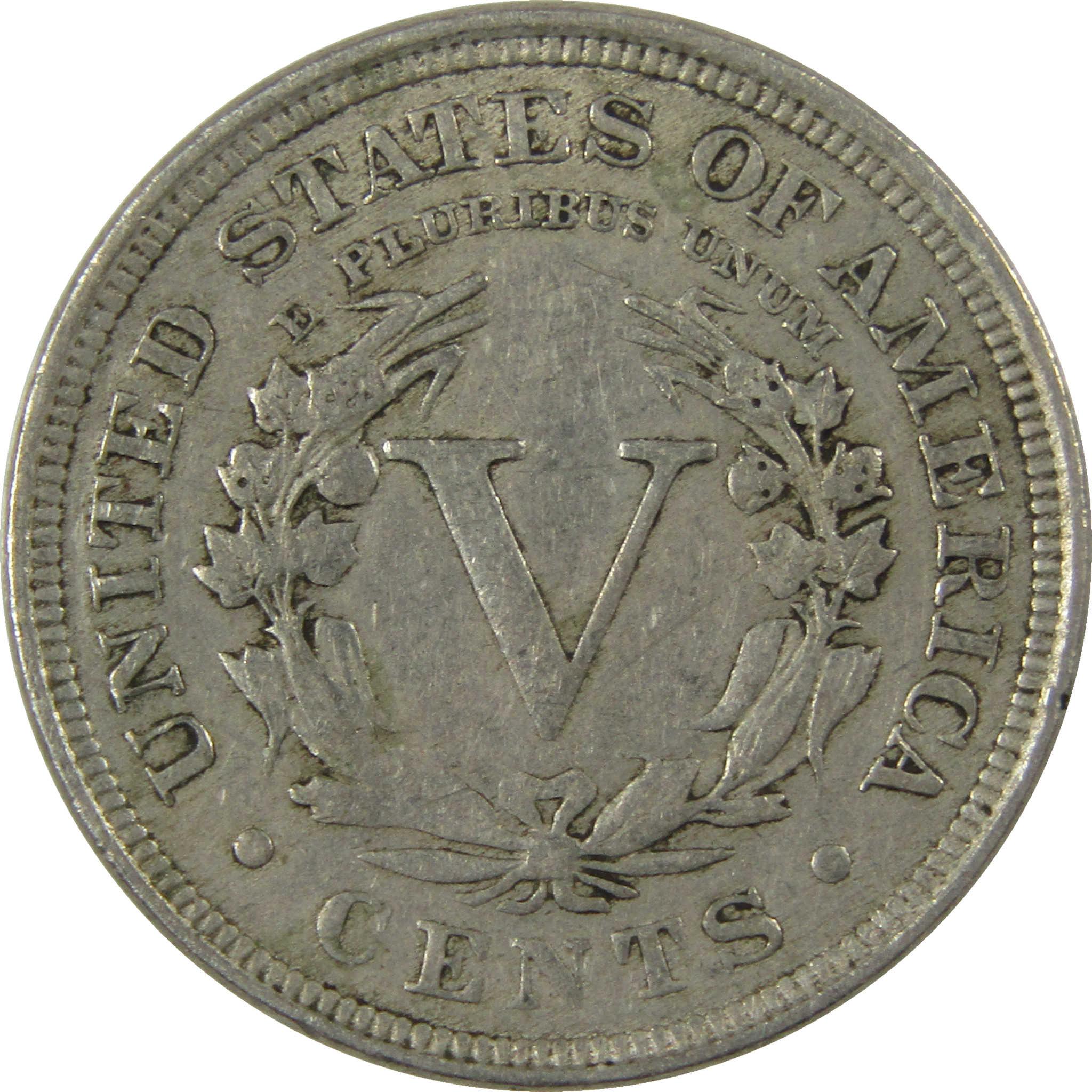 1910 Liberty Head V Nickel VF Very Fine 5c Coin Collectible SKU:I26953