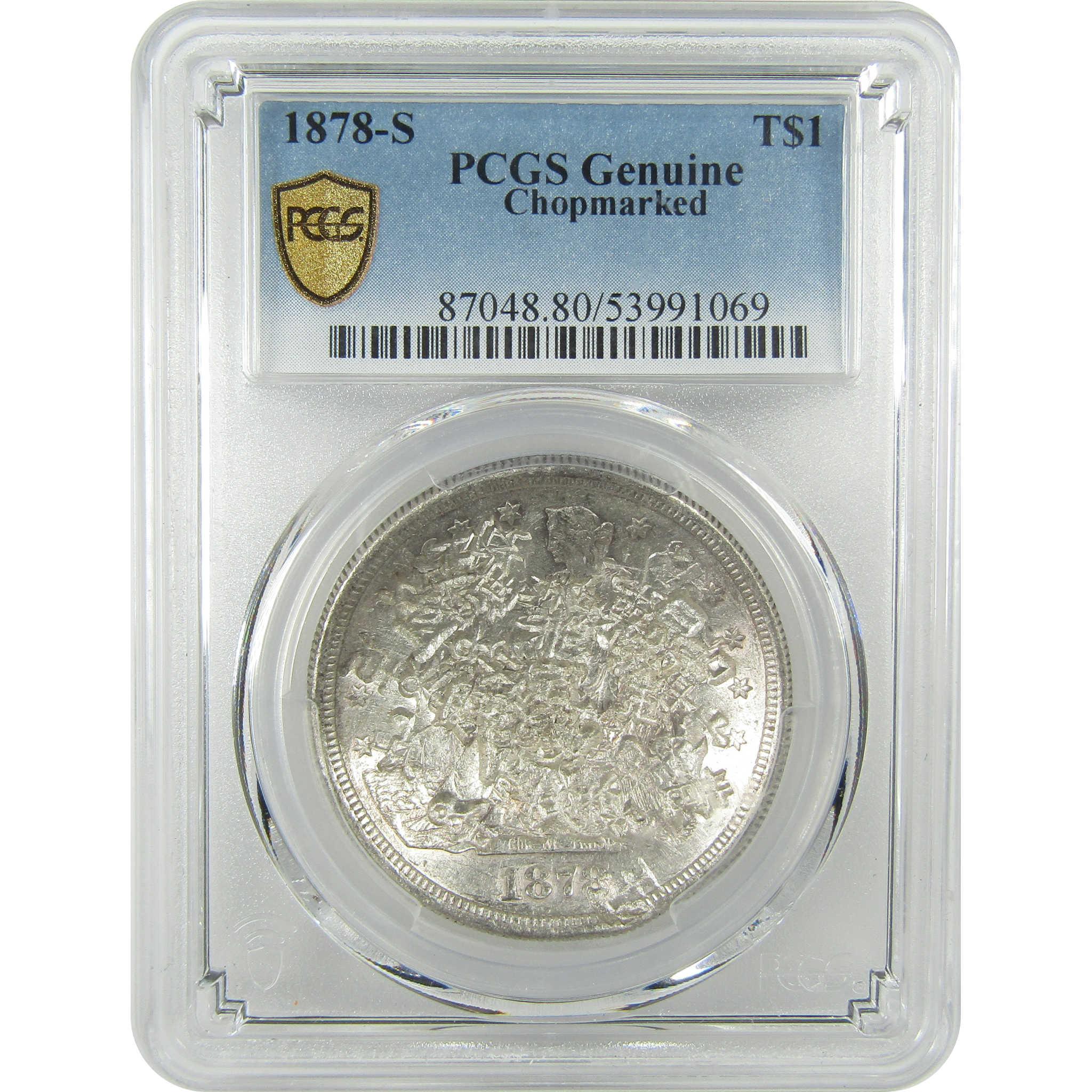 shie① 1878 S Trade Silver Dollar Genuine PCGS $1 Coin Chopmarked SKU:I24621