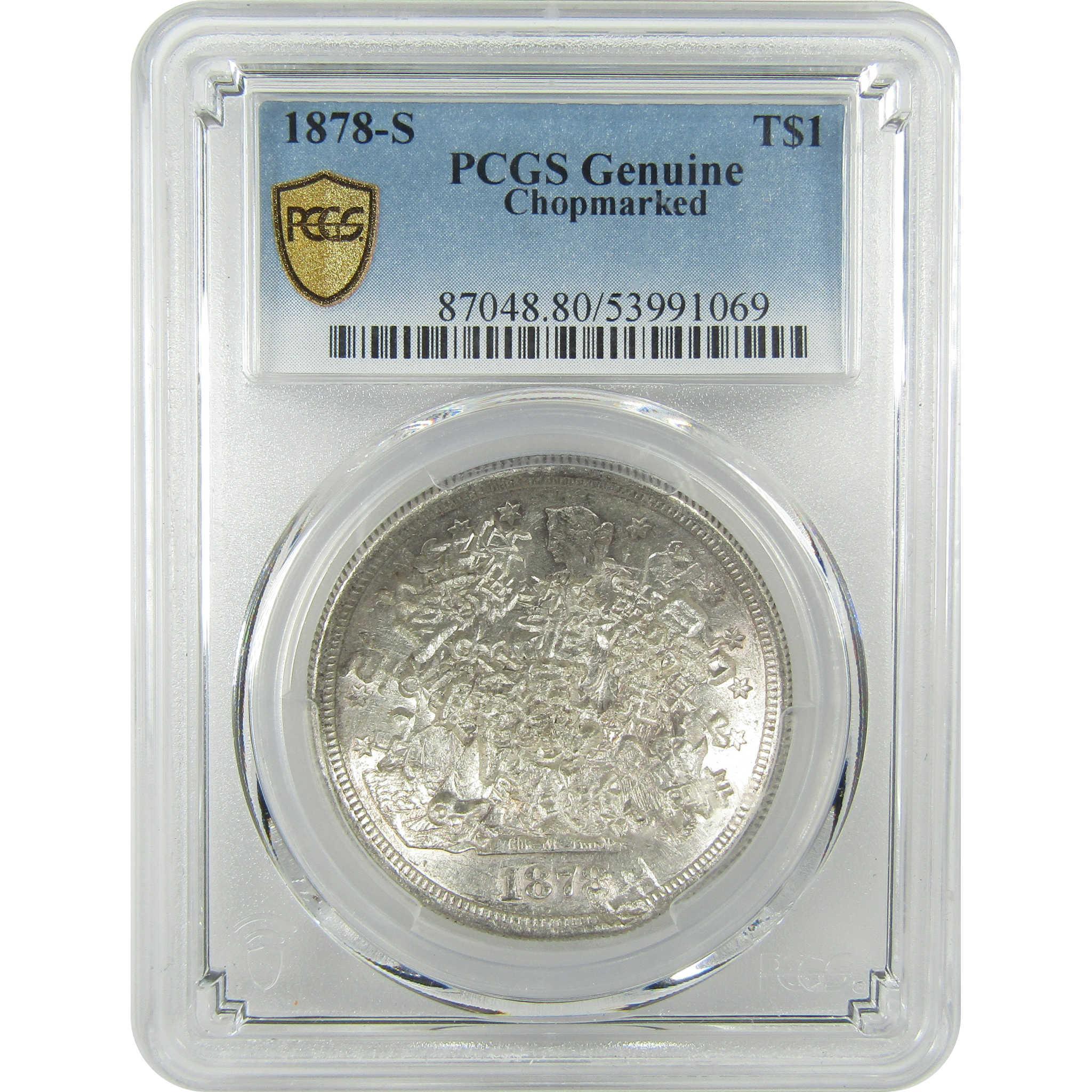 1878 S Trade Silver Dollar Genuine PCGS $1 Coin Chopmarked SKU:I24621