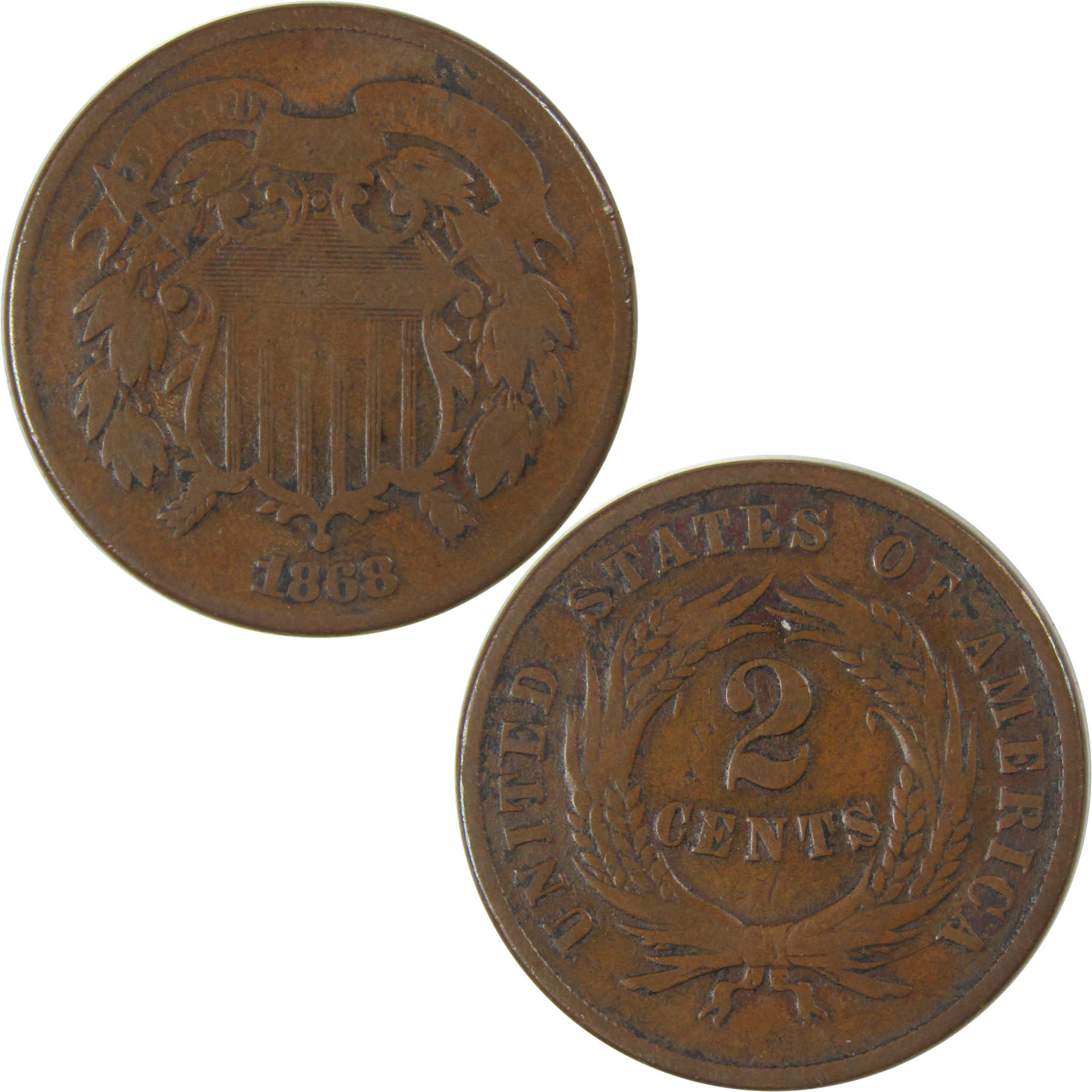 1868 Two Cent Piece G Good 2c Coin SKU:CP31