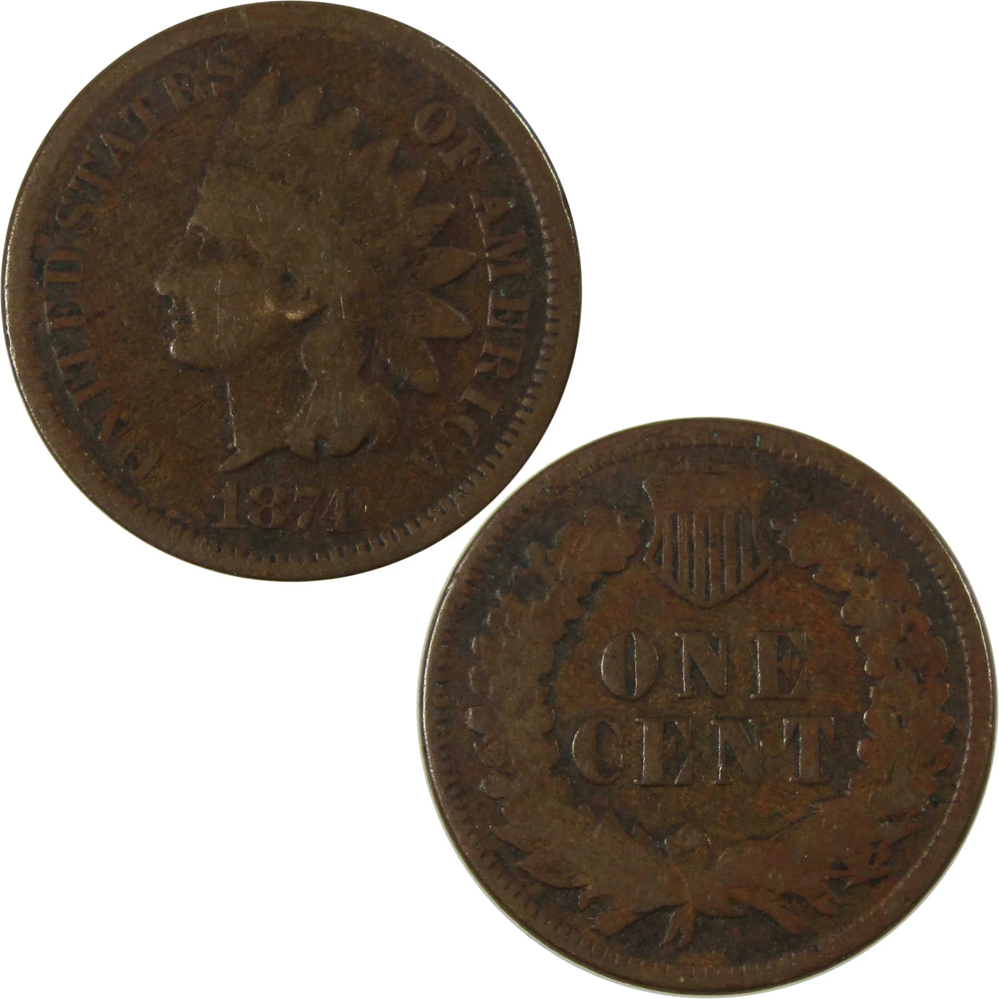 1874 Indian Head Cent G Good Penny 1c Coin Collectible SKU:I26413
