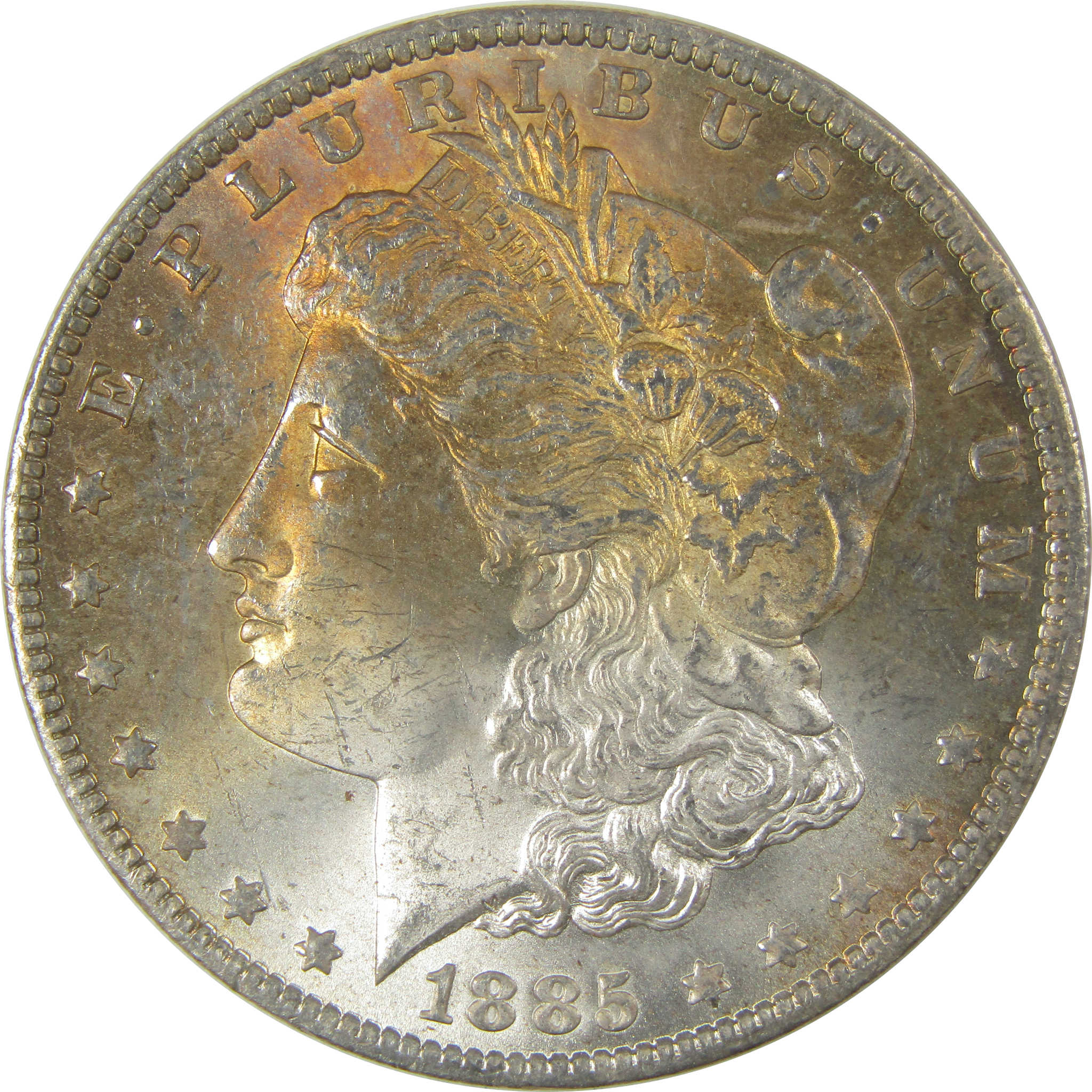 1885 O Morgan Dollar Uncirculated Silver $1 Coin Toned SKU:I19295