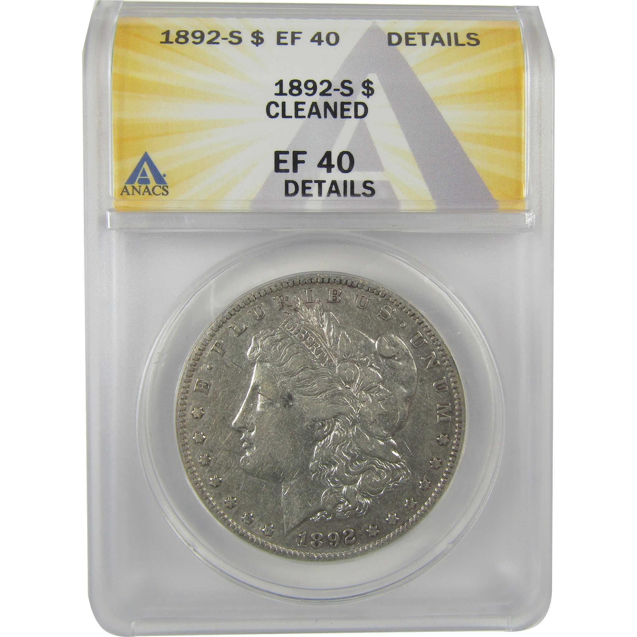 1892 S Morgan Dollar EF 40 Details ANACS Silver $1 Coin SKU:I21357 - Morgan coin - Morgan silver dollar - Morgan silver dollar for sale - Profile Coins & Collectibles