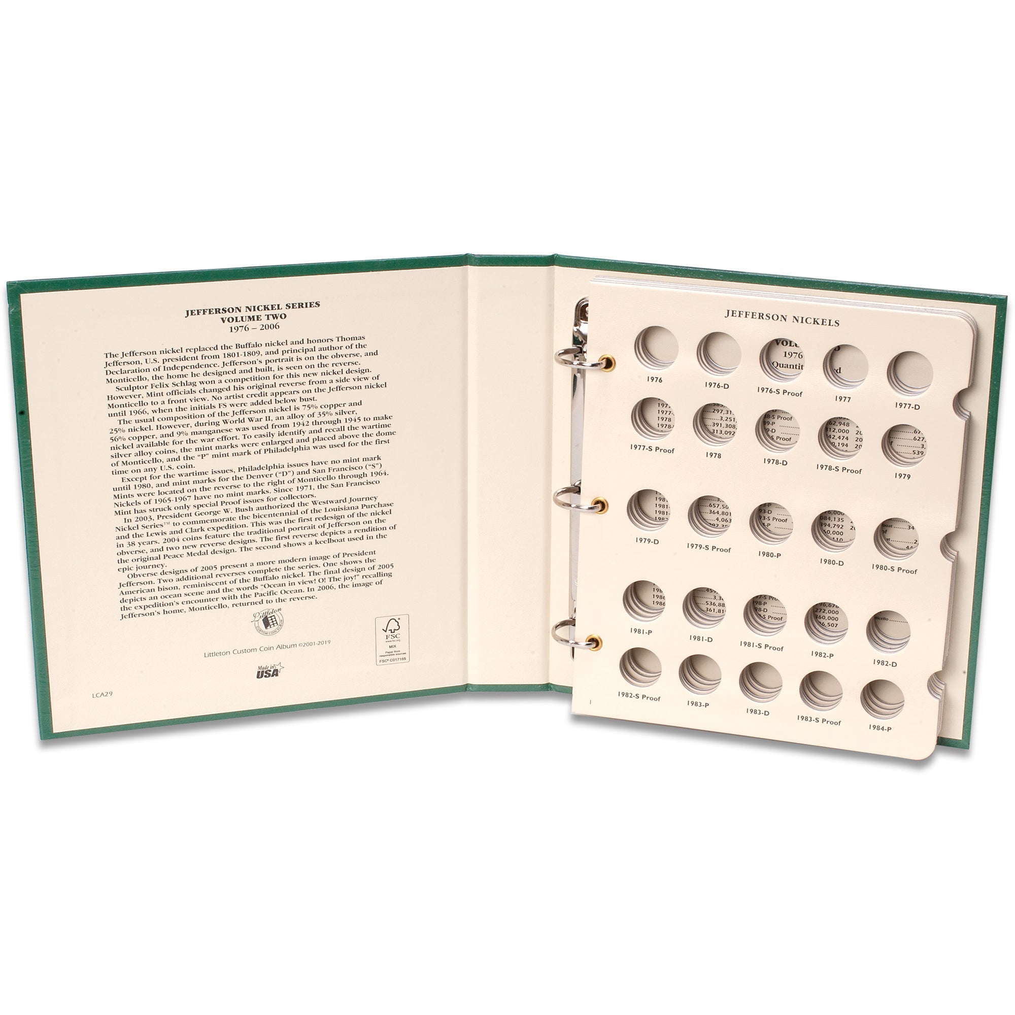 1976-2006 Jefferson Nickel Coin Album Volume 2 Littleton Coin Company
