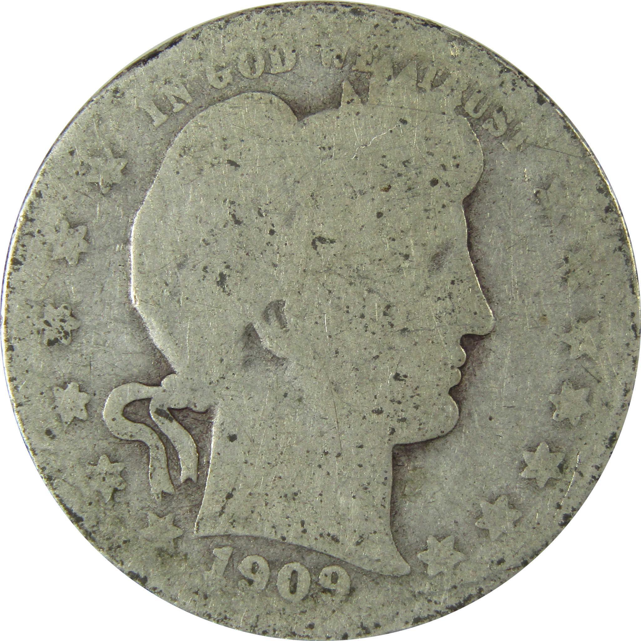 1909 O Barber Silver Quarter AG About Good 25c Coin SKU:CP884