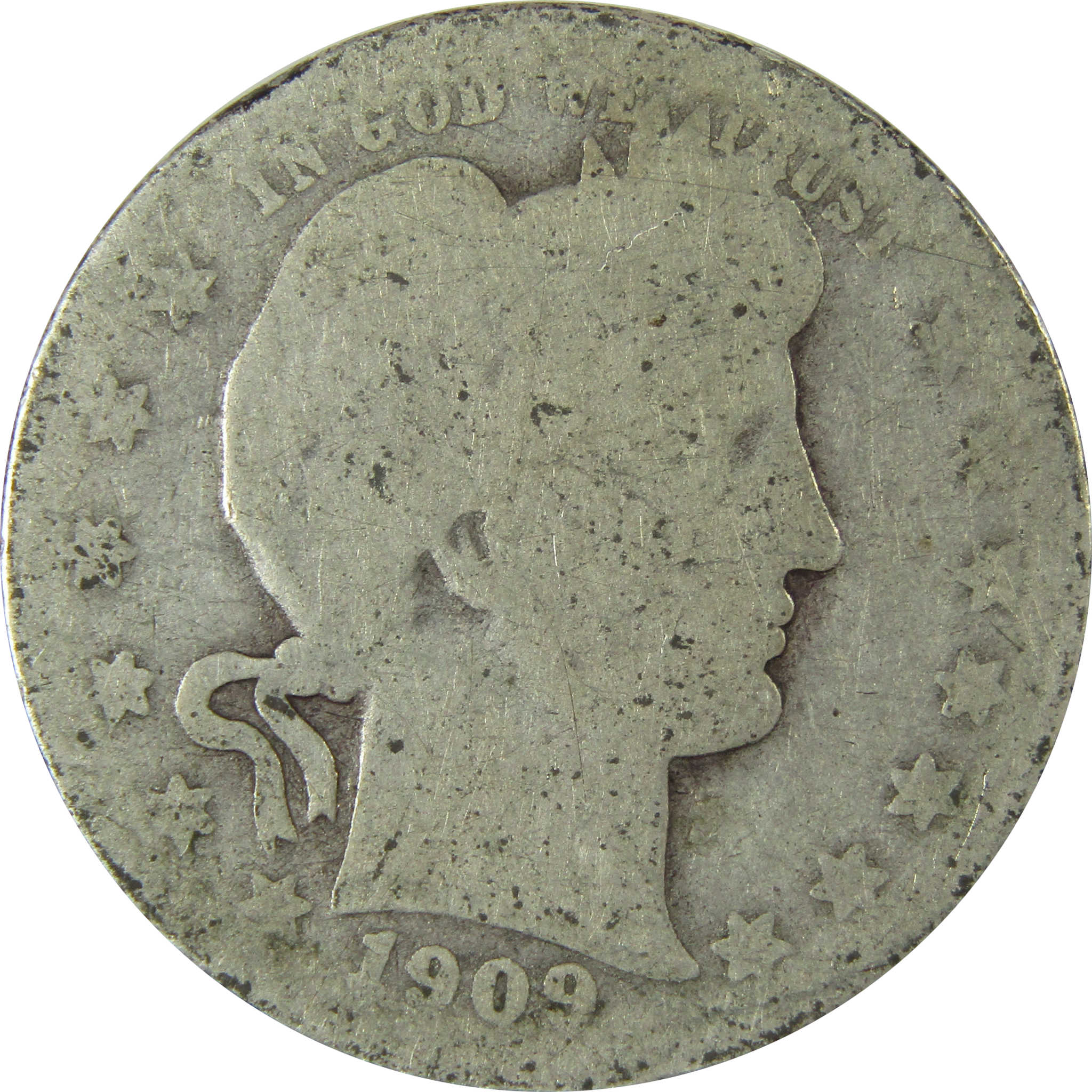 1909 O Barber Silver Quarter AG About Good 25c Coin SKU:CP884