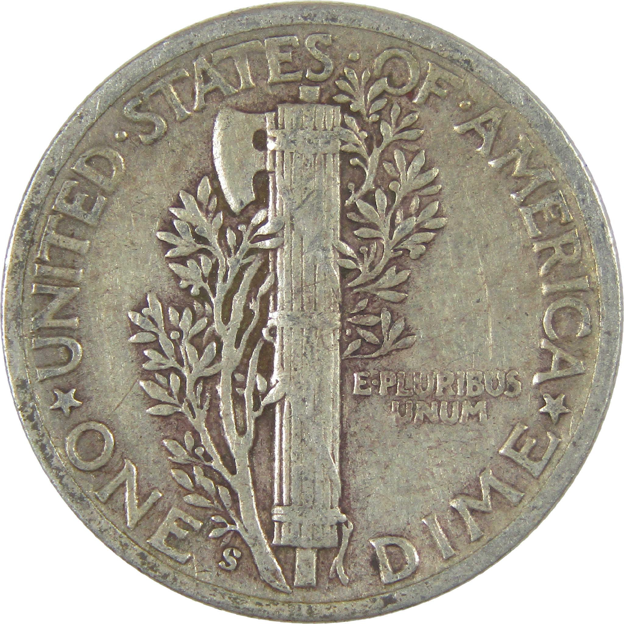 1945 S Mercury Dime F Fine Silver 10c Coin