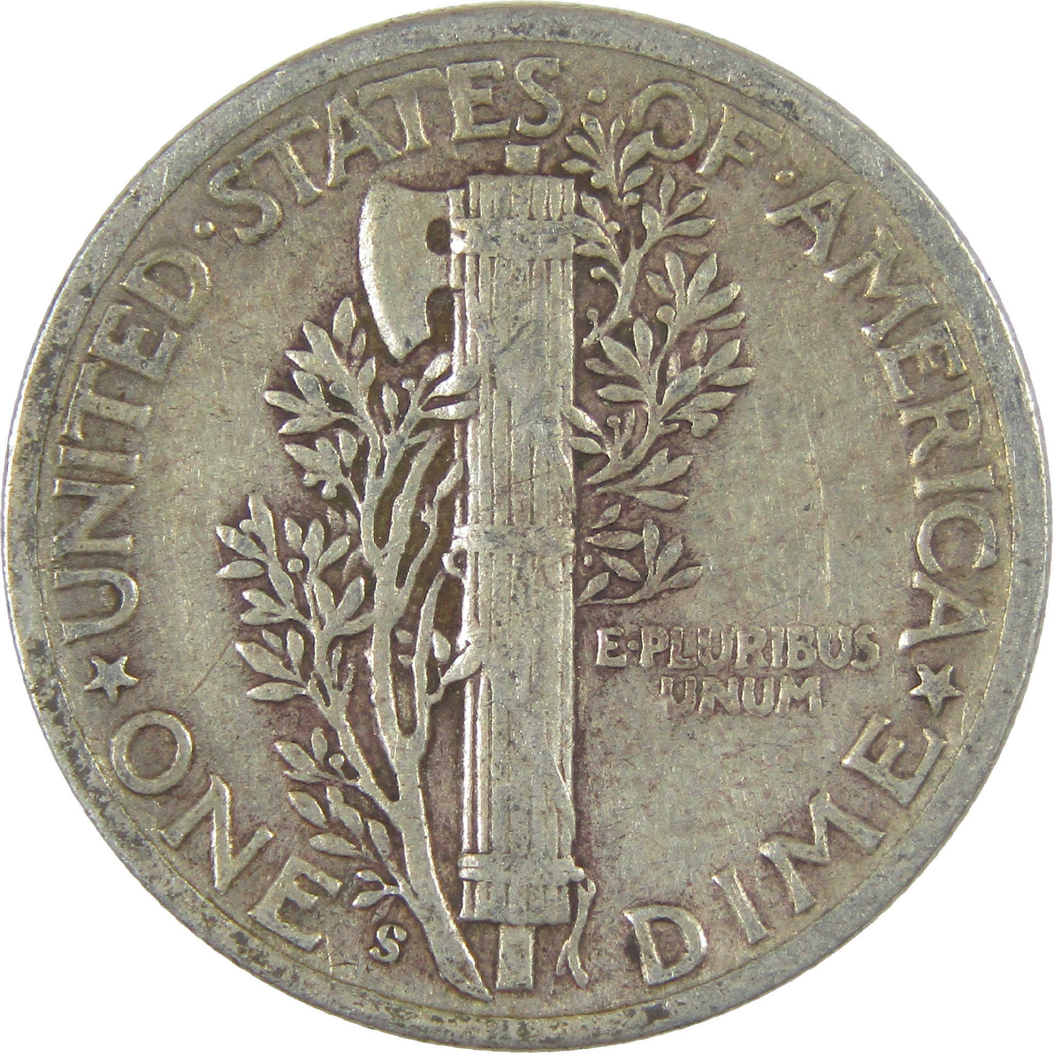 1945 S Mercury Dime F Fine Silver 10c Coin