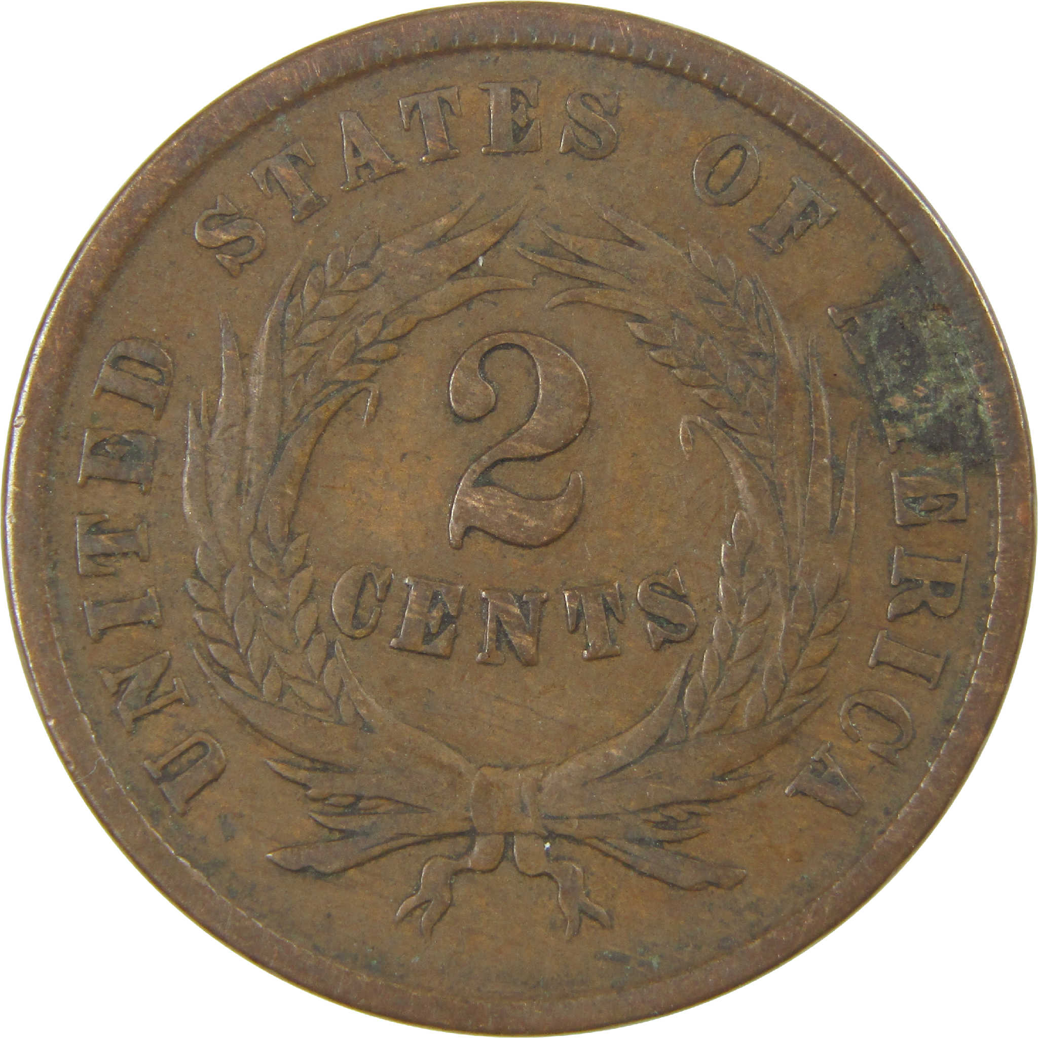 1864 Large Motto Two Cent Piece F Fine 2c Coin
