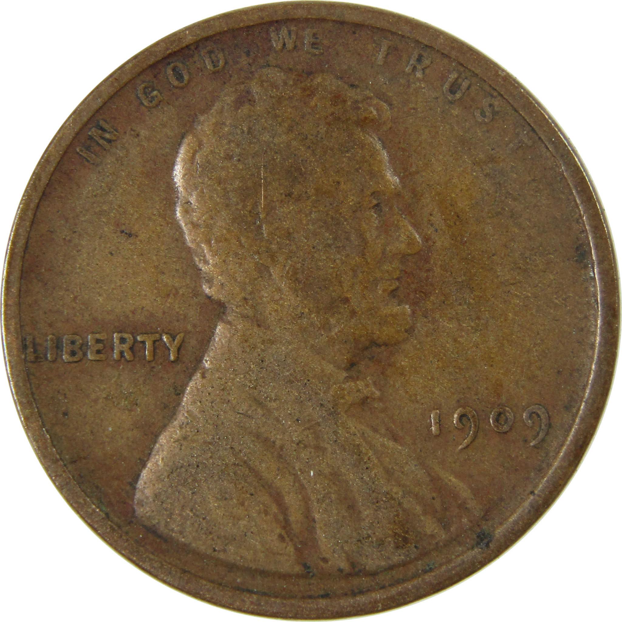 1909 Lincoln Wheat Cent F Fine Penny 1c Coin Collectible SKU:I26328