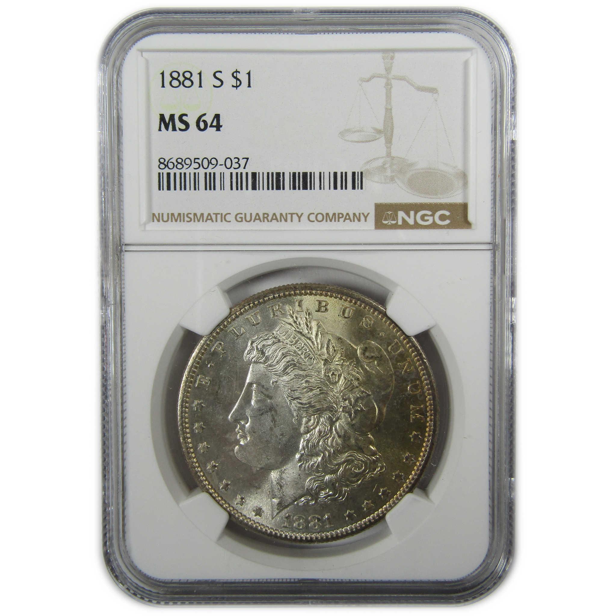 1881 S Morgan Silver Dollar MS 64 NGC Uncirculated $1 Coin SKU:CP395 - Morgan coin - Morgan silver dollar - Morgan silver dollar for sale - Profile Coins & Collectibles