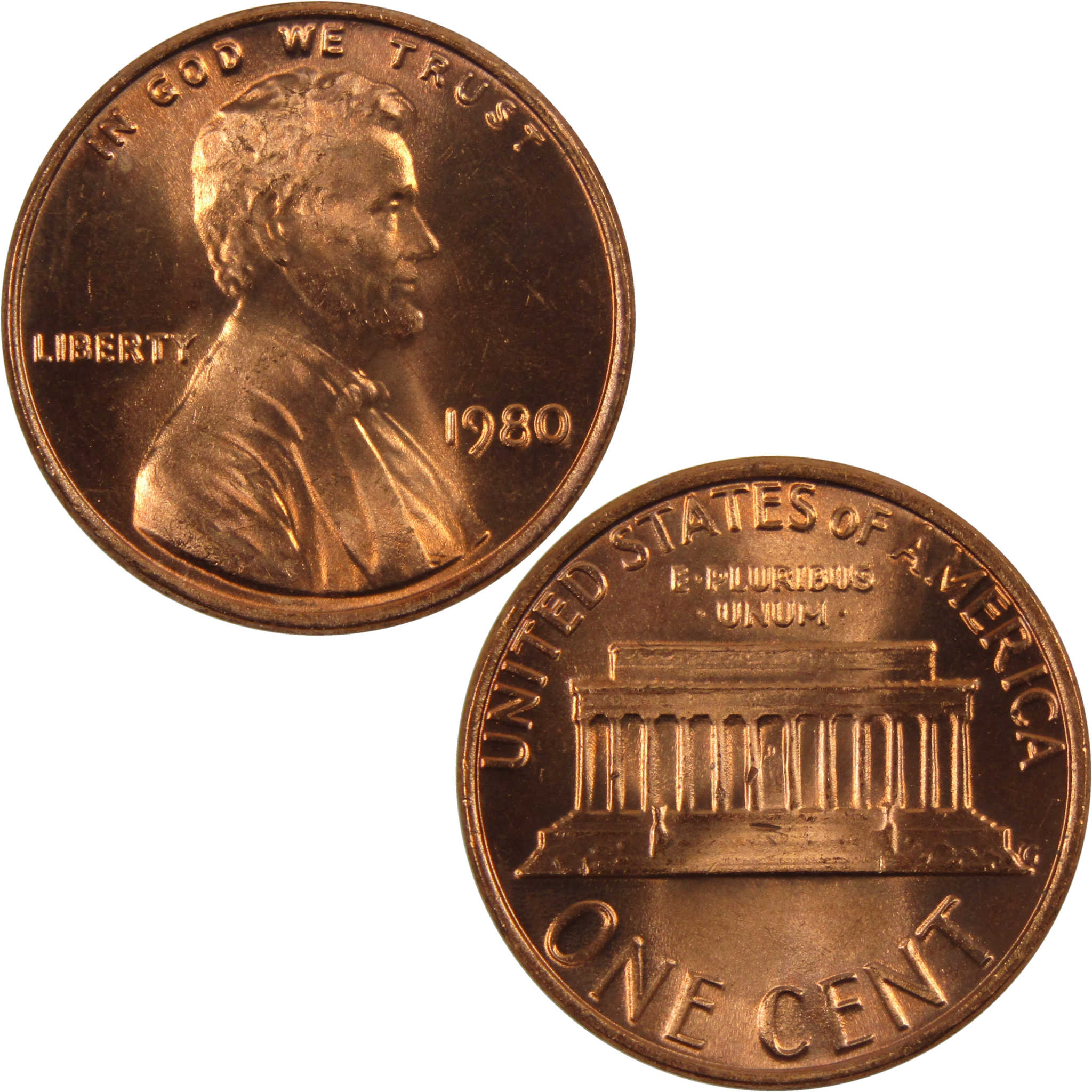 1980 Lincoln Memorial Cent BU Uncirculated Penny 1c Coin
