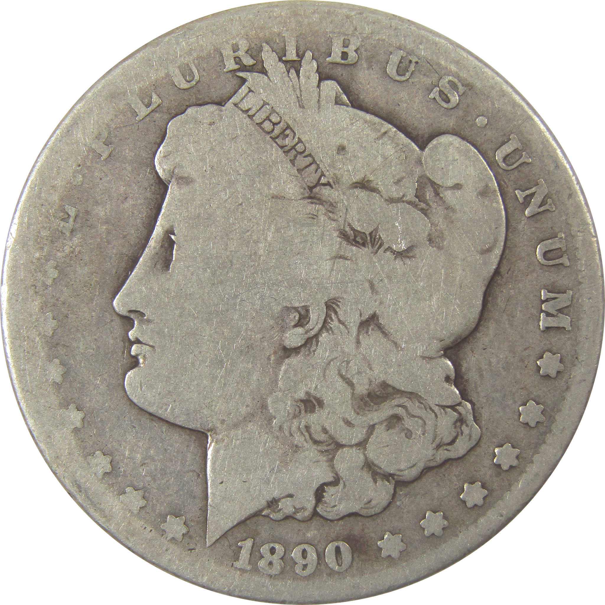 1890 CC Morgan Silver Dollar G Good $1 Coin Collectible SKU:I23388 - Morgan coin - Morgan silver dollar - Morgan silver dollar for sale - Profile Coins & Collectibles