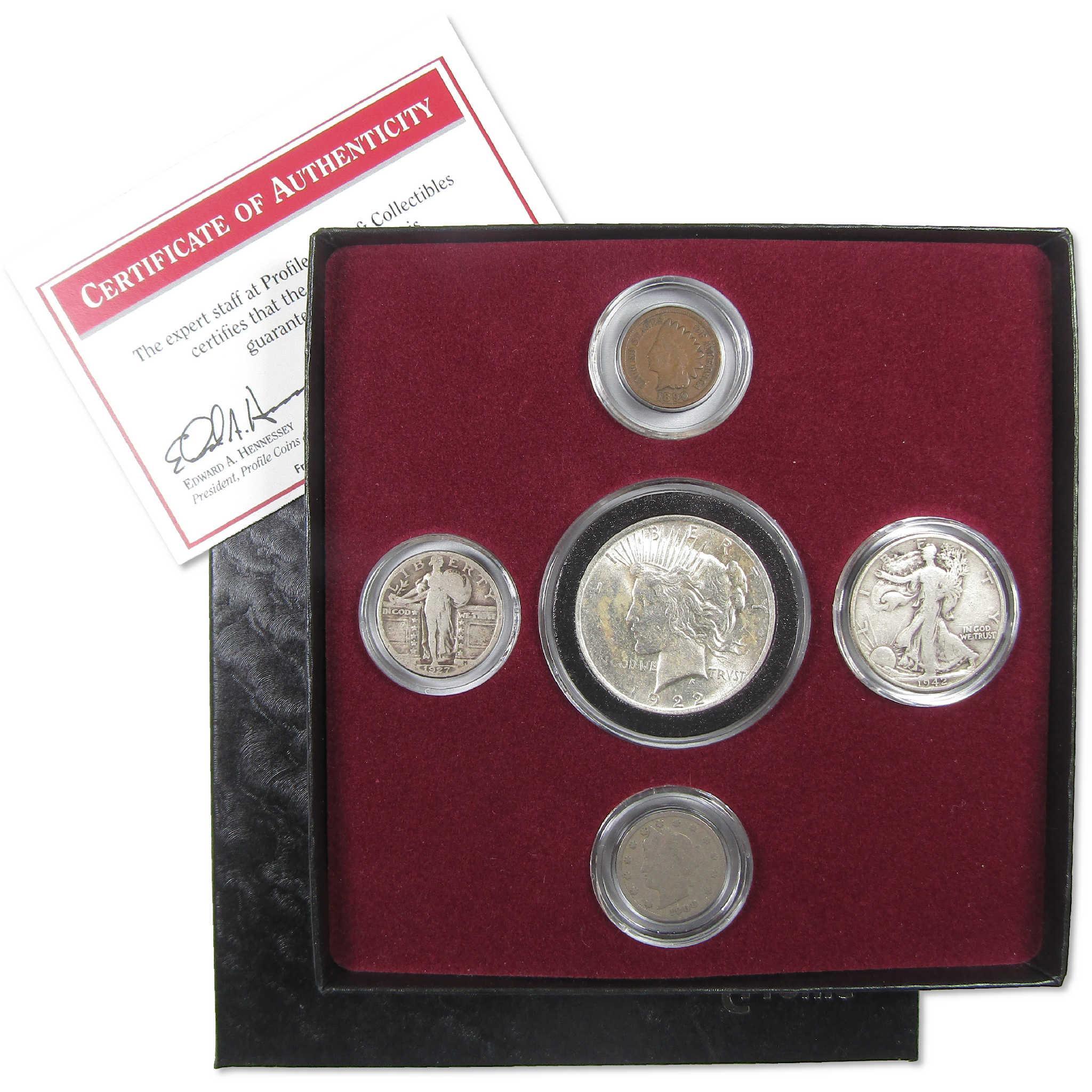 Phases Of Liberty U.S. Coinage Circulated 5 Coin Set COA