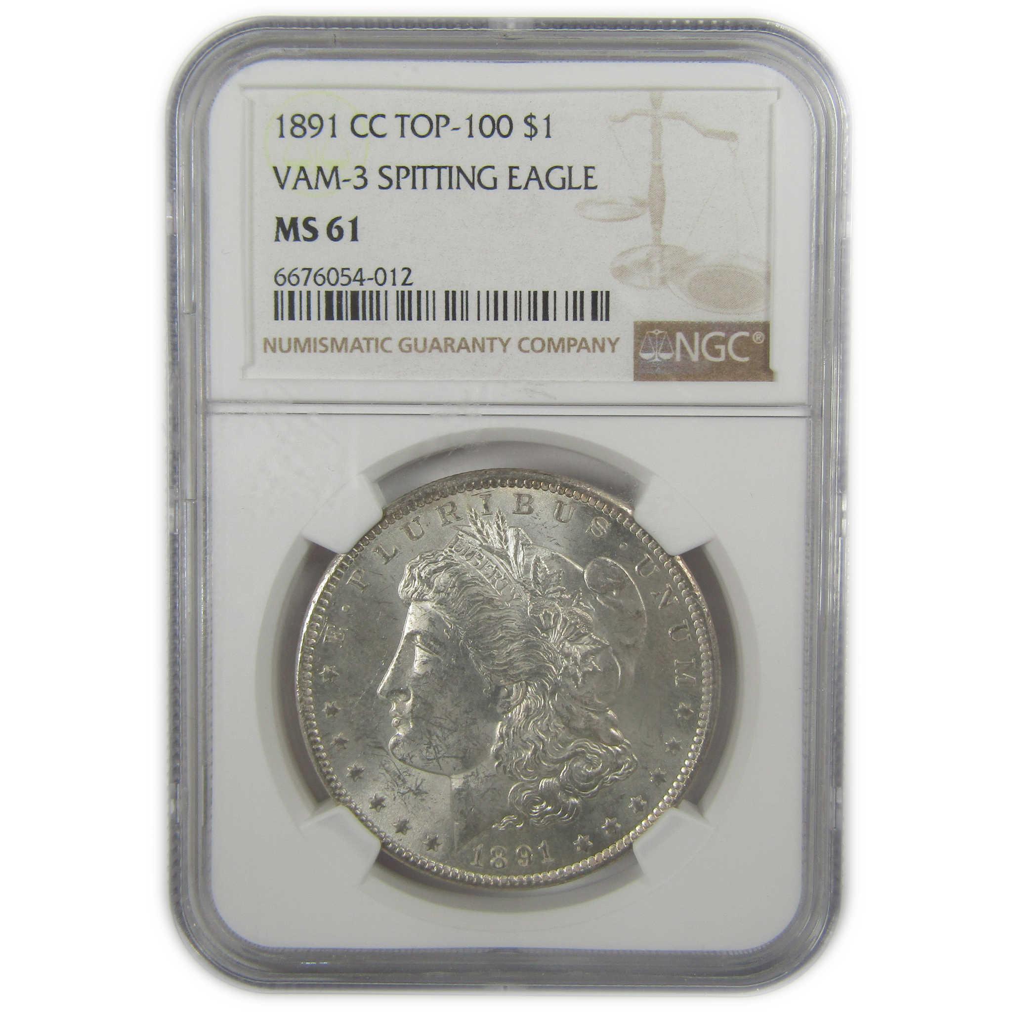 1891 CC VAM-3 Spitting Eagle Top 100 Morgan Dollar MS61 NGC SKU:I21999 - Morgan coin - Morgan silver dollar - Morgan silver dollar for sale - Profile Coins & Collectibles