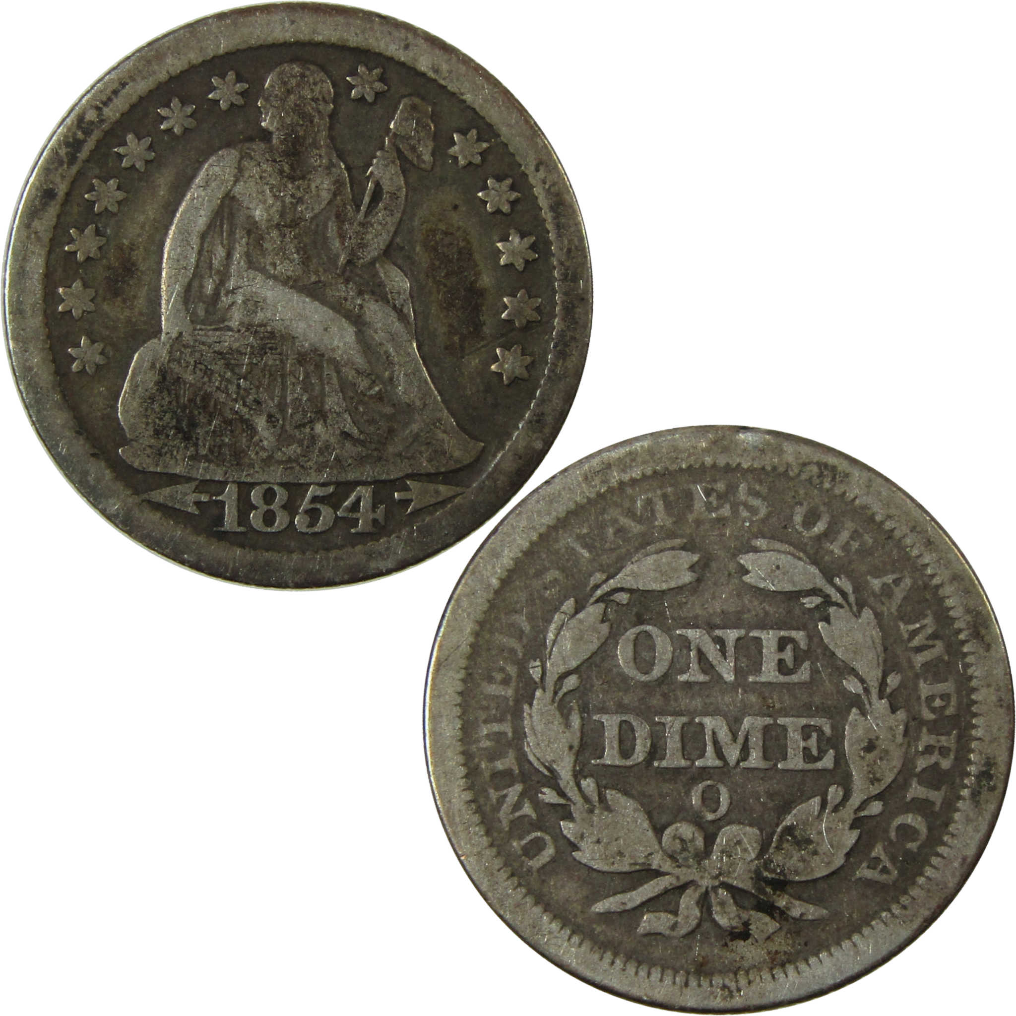 1854 O Seated Liberty Silver Dime VG Very Good 10c Coin SKU:CP1650