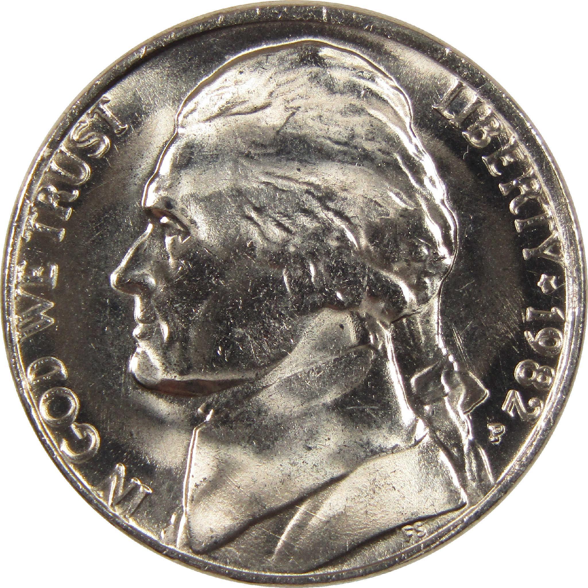 1982 Jefferson nickel coin collectible with Liberty inscription, left-facing profile