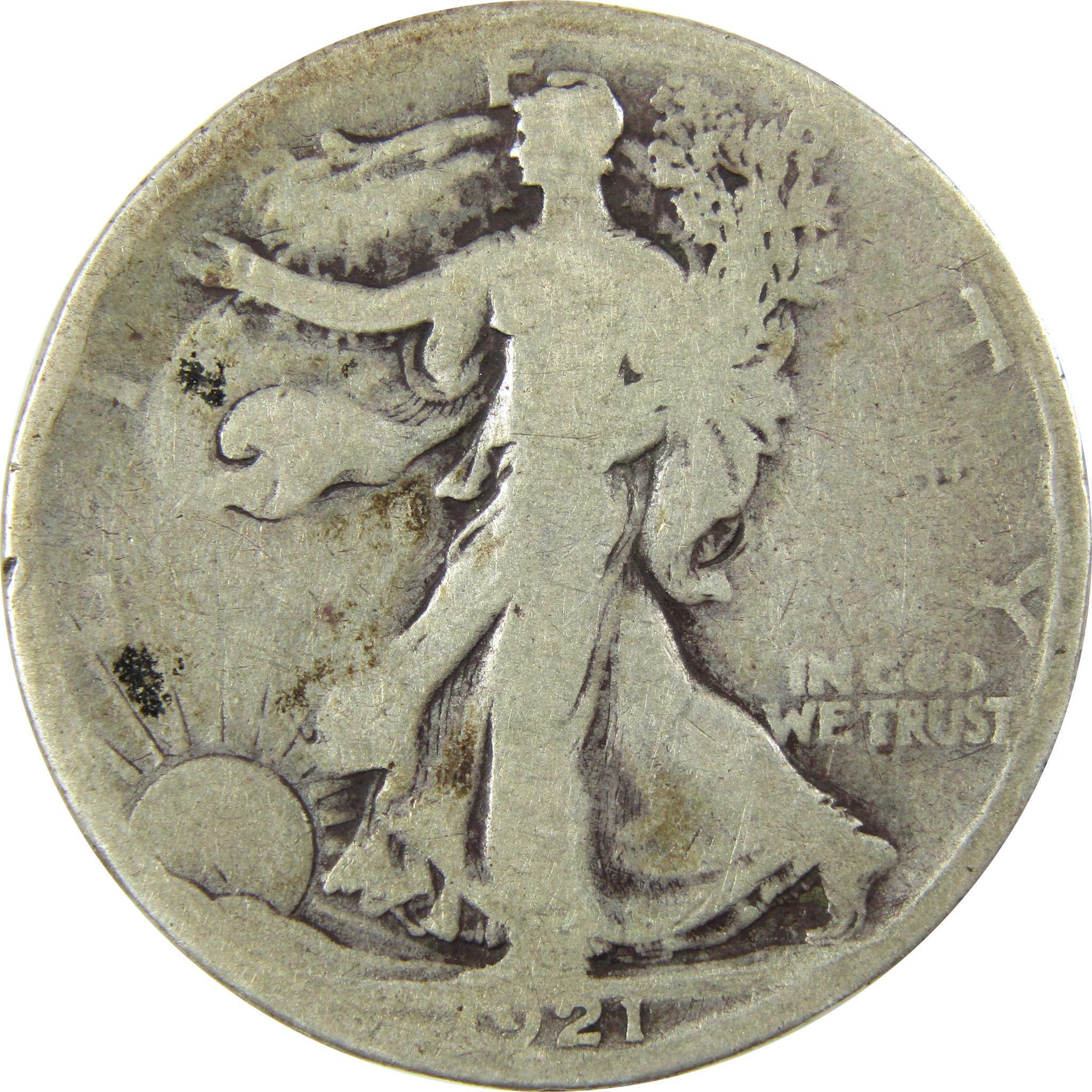 1921 S Liberty Walking Silver Half Dollar AG About Good SKU:CP1435