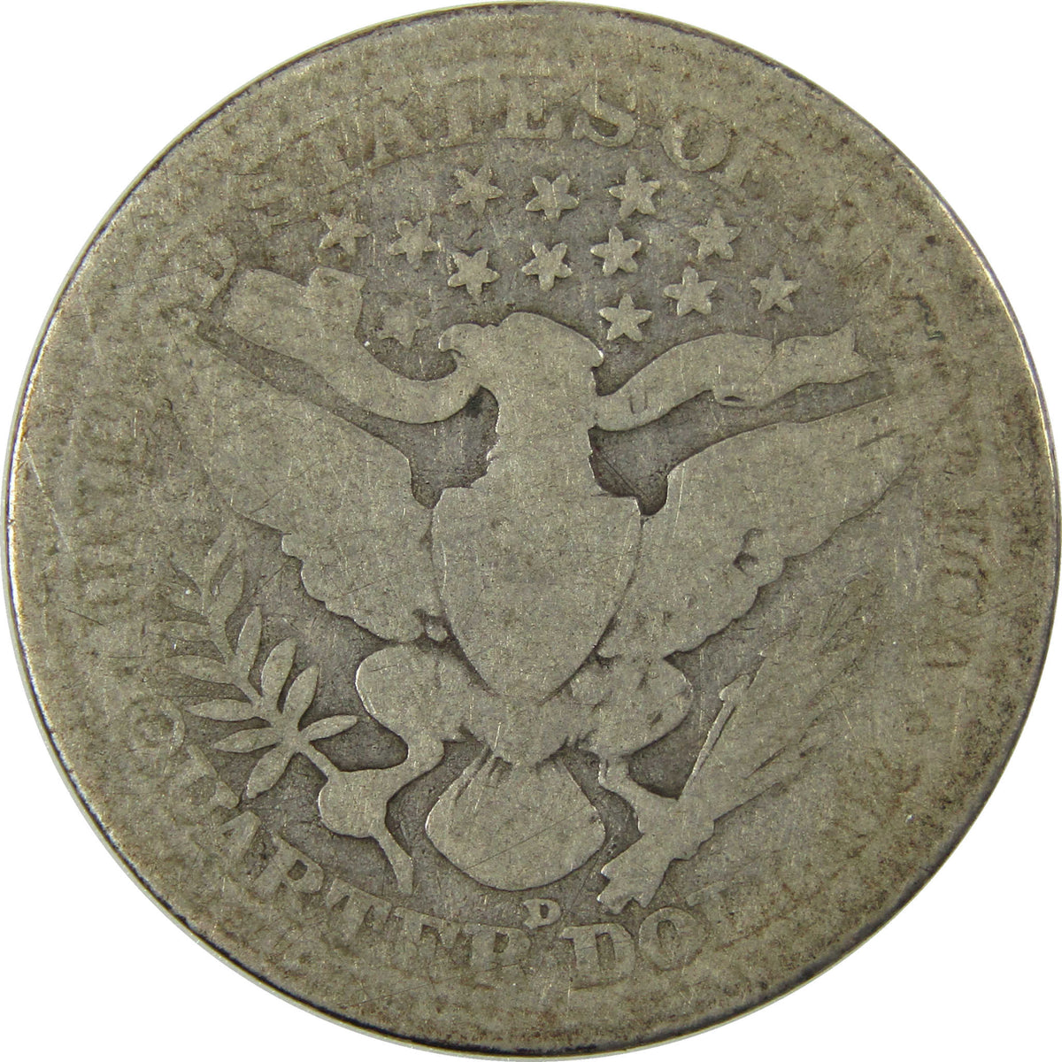 1911 D Barber Silver Quarter AG About Good Details 25c Coin SKU:I28526