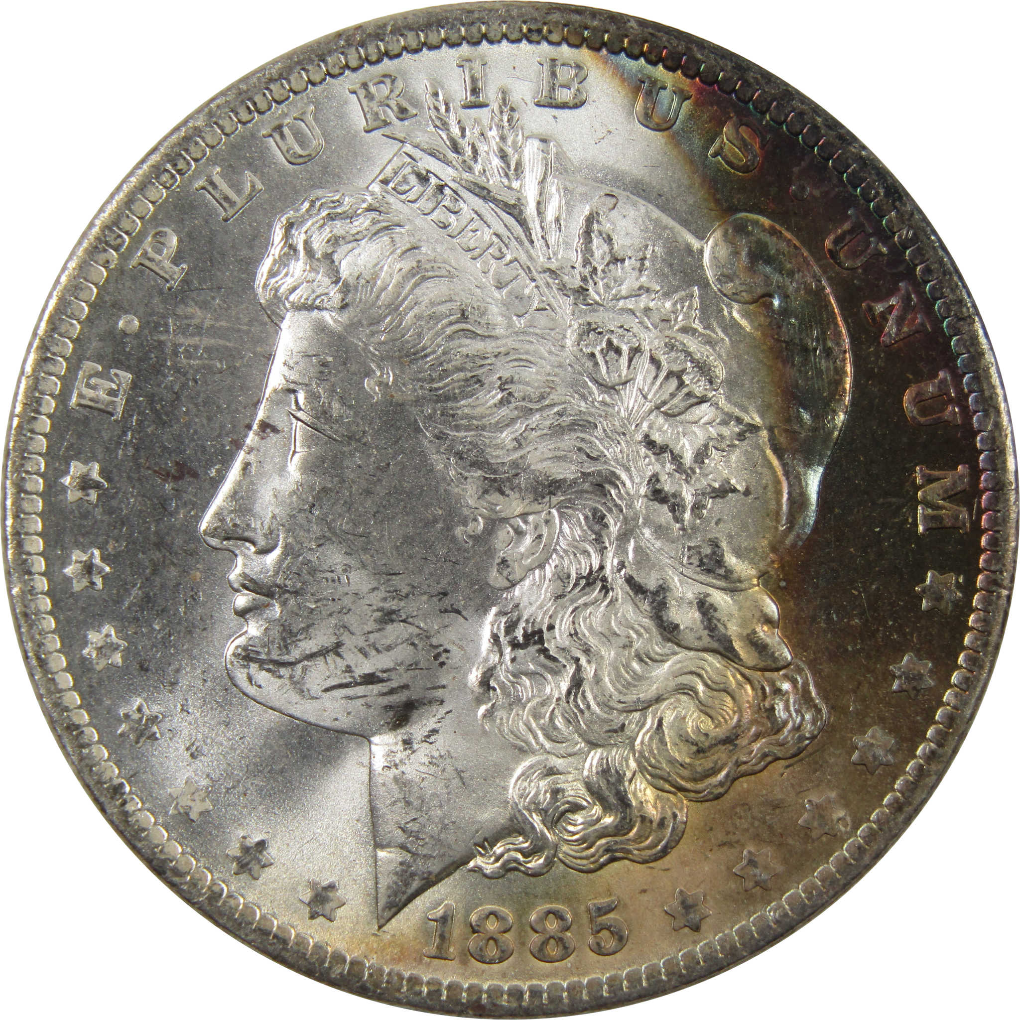 1885 O Morgan Dollar BU Uncirculated Silver $1 Toned Obverse SKU:I9627