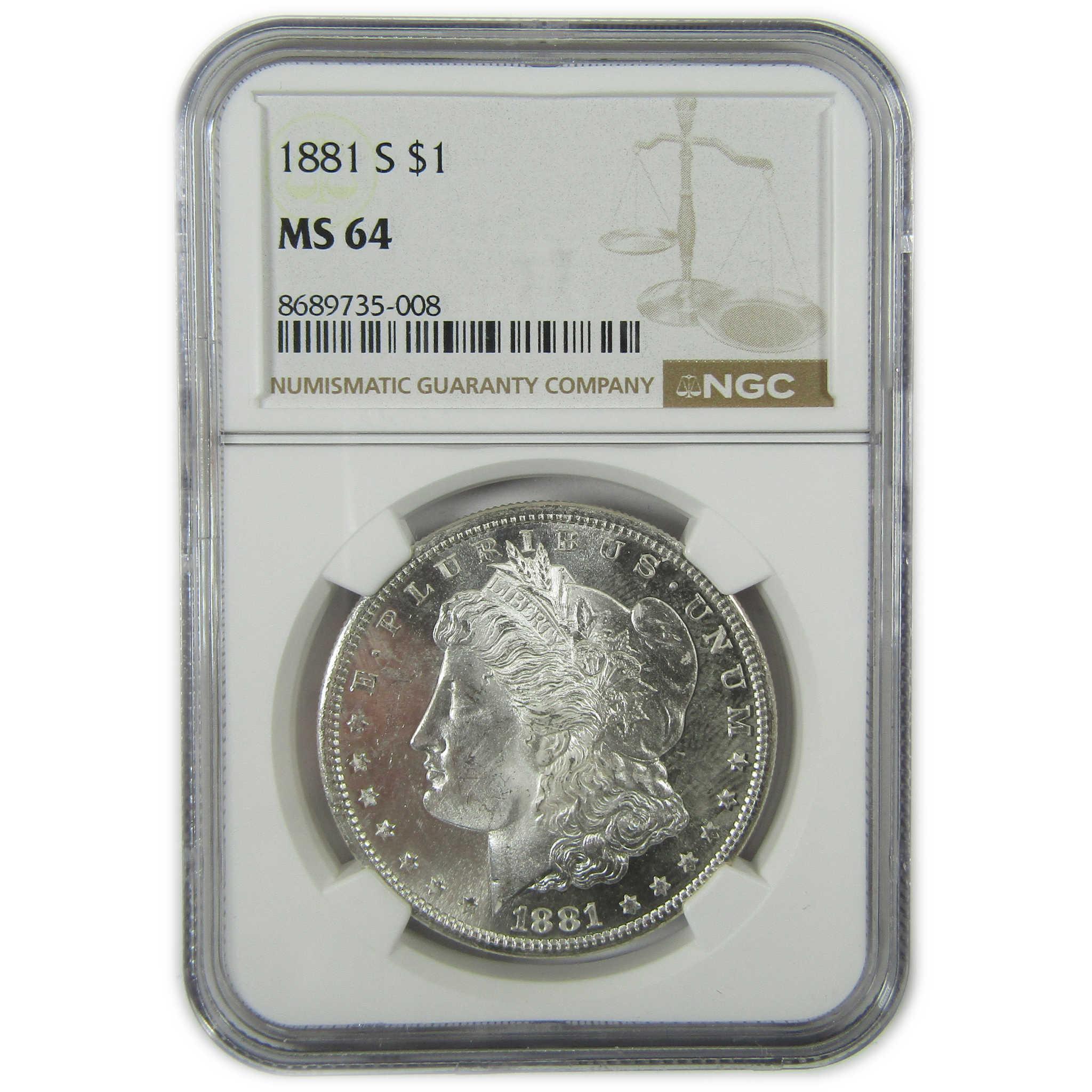 1881 S Morgan Silver Dollar MS 64 NGC Uncirculated $1 Coin SKU:CP461 - Morgan coin - Morgan silver dollar - Morgan silver dollar for sale - Profile Coins & Collectibles