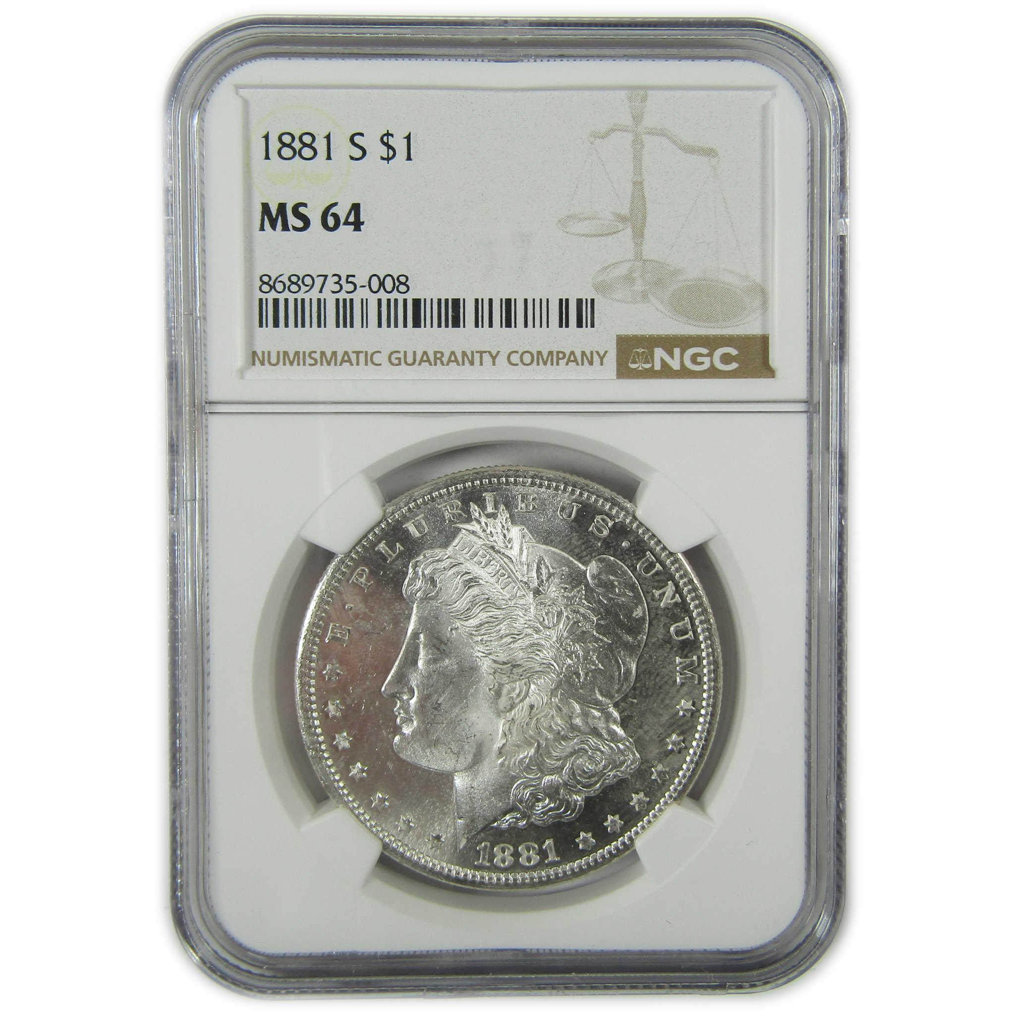 1881 S Morgan Silver Dollar MS 64 NGC Uncirculated $1 Coin SKU:CP461 - Morgan coin - Morgan silver dollar - Morgan silver dollar for sale - Profile Coins & Collectibles