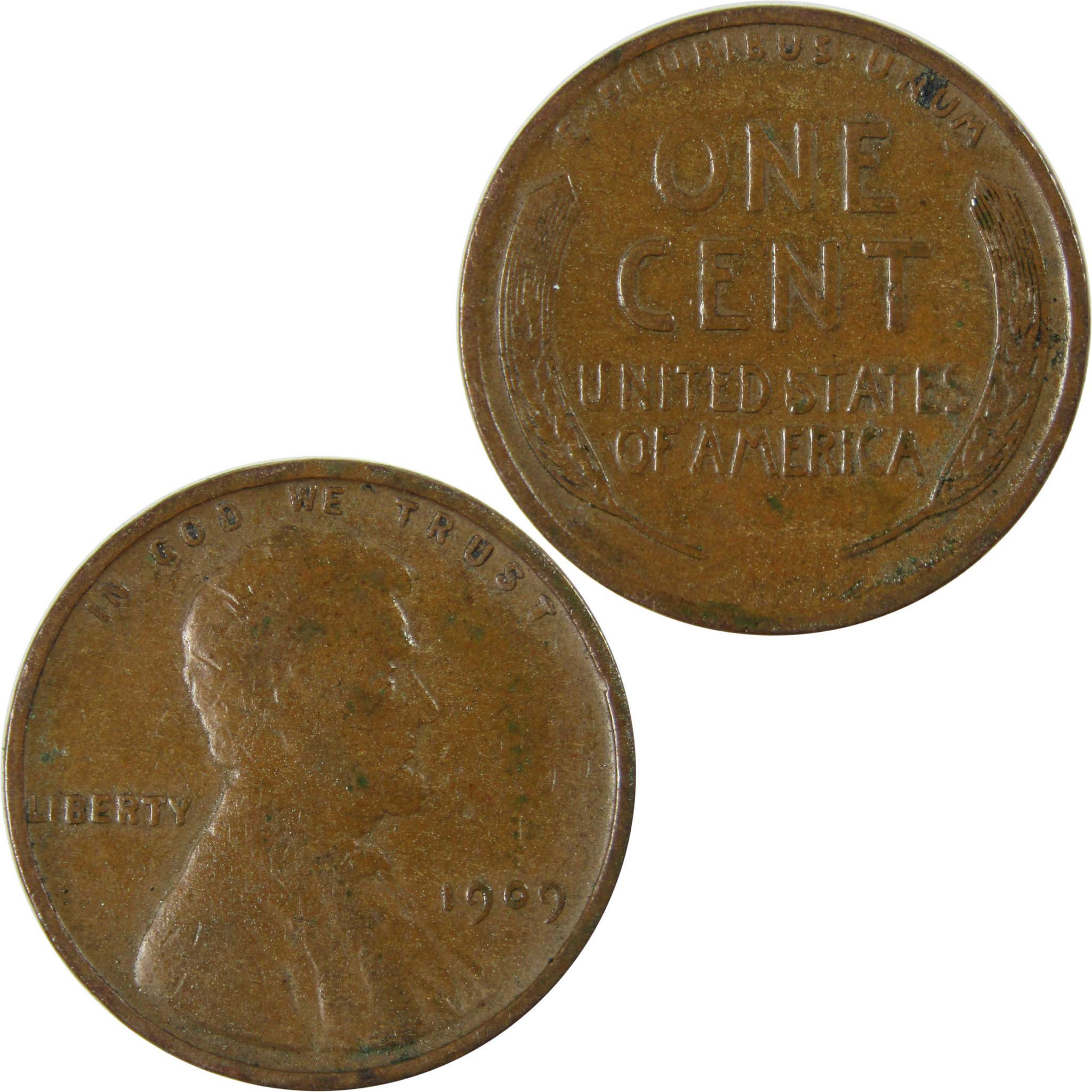 1909 Lincoln Wheat Cent F Fine Penny 1c Coin Collectible SKU:I26333