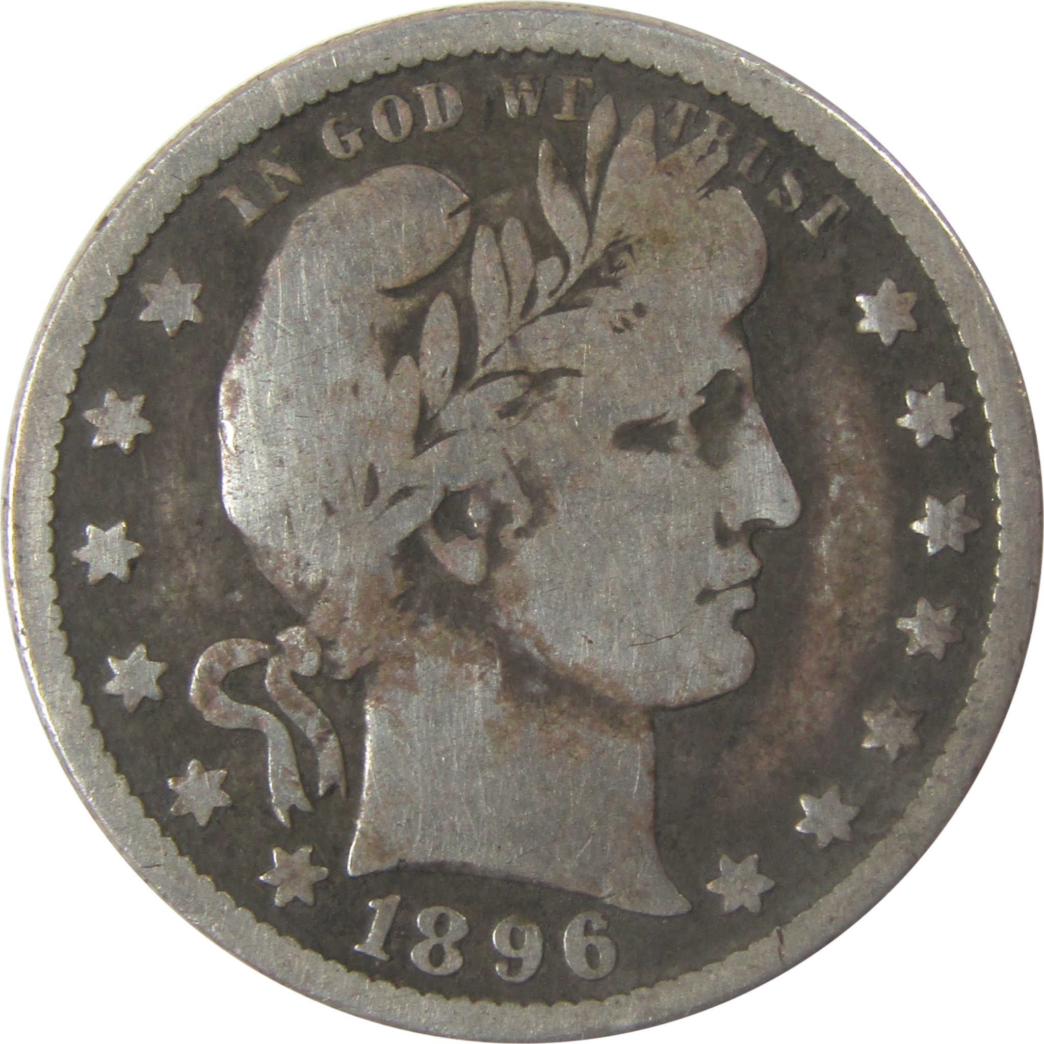1896 O Barber Silver Quarter VG Very Good Details 25c Coin SKU:I22676