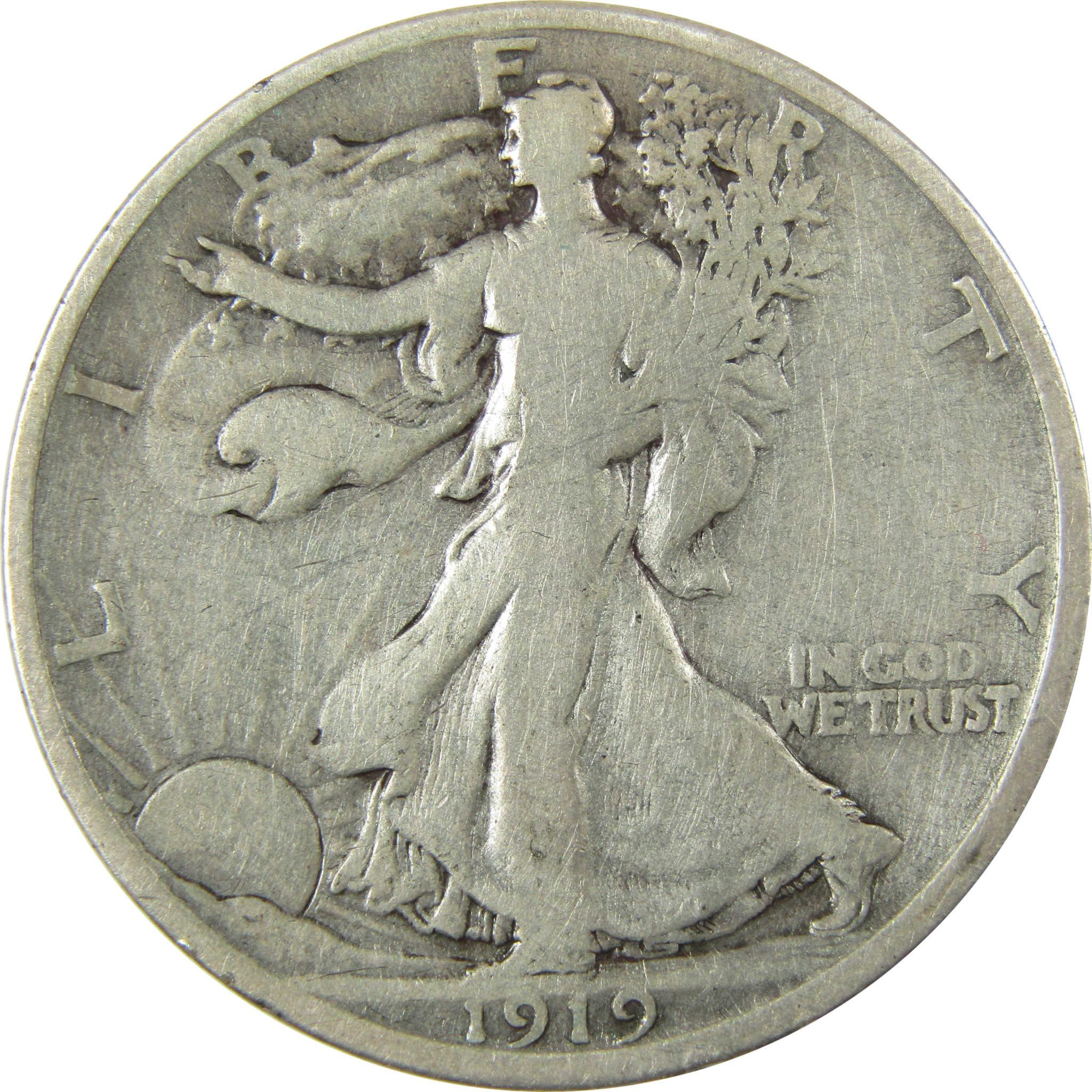 1919 D Liberty Walking Silver 50c VG Very Good Details SKU:CP1452