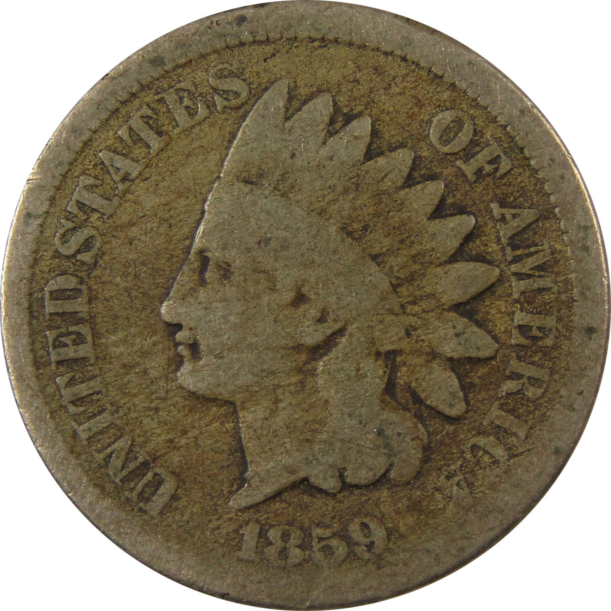 1859 Indian Head Cent AG About Good Penny 1c Coin SKU:CP1309