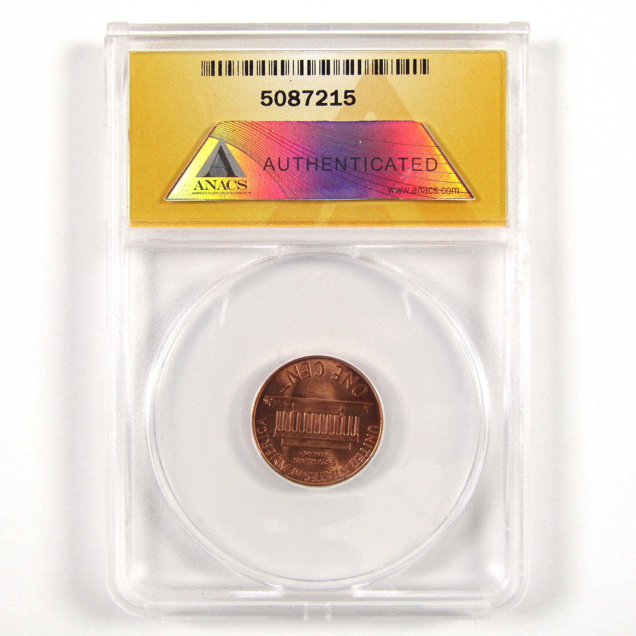 Certified US one cent penny in ANACS authenticated holder, collectible coin