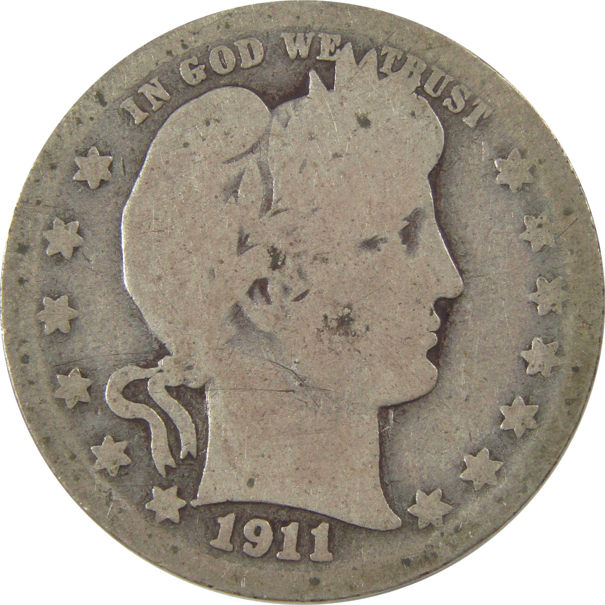 1911 D Barber Quarter AG About Good Silver 25c Coin SKU:I21838