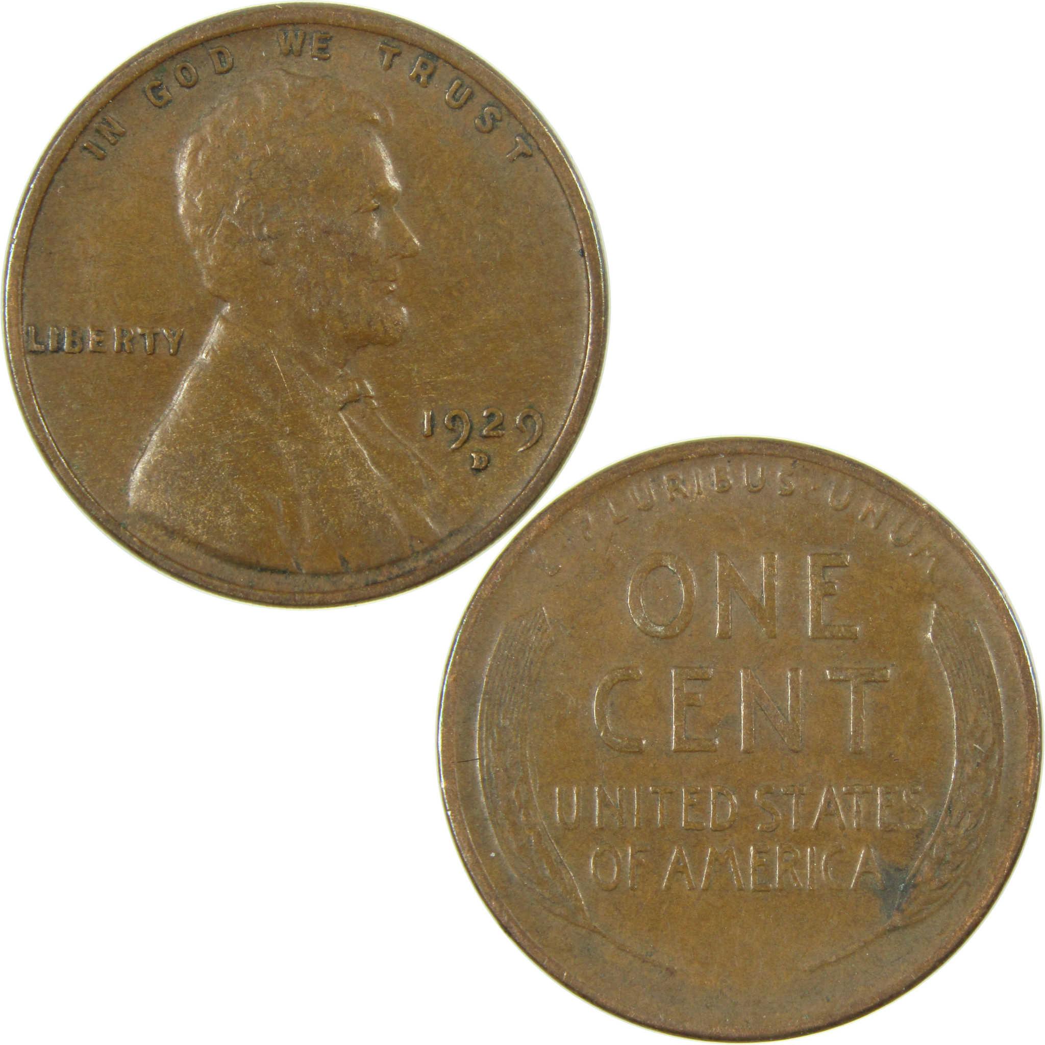 1929 D Lincoln Wheat Cent VF Very Fine Penny 1c Coin SKU:I27272