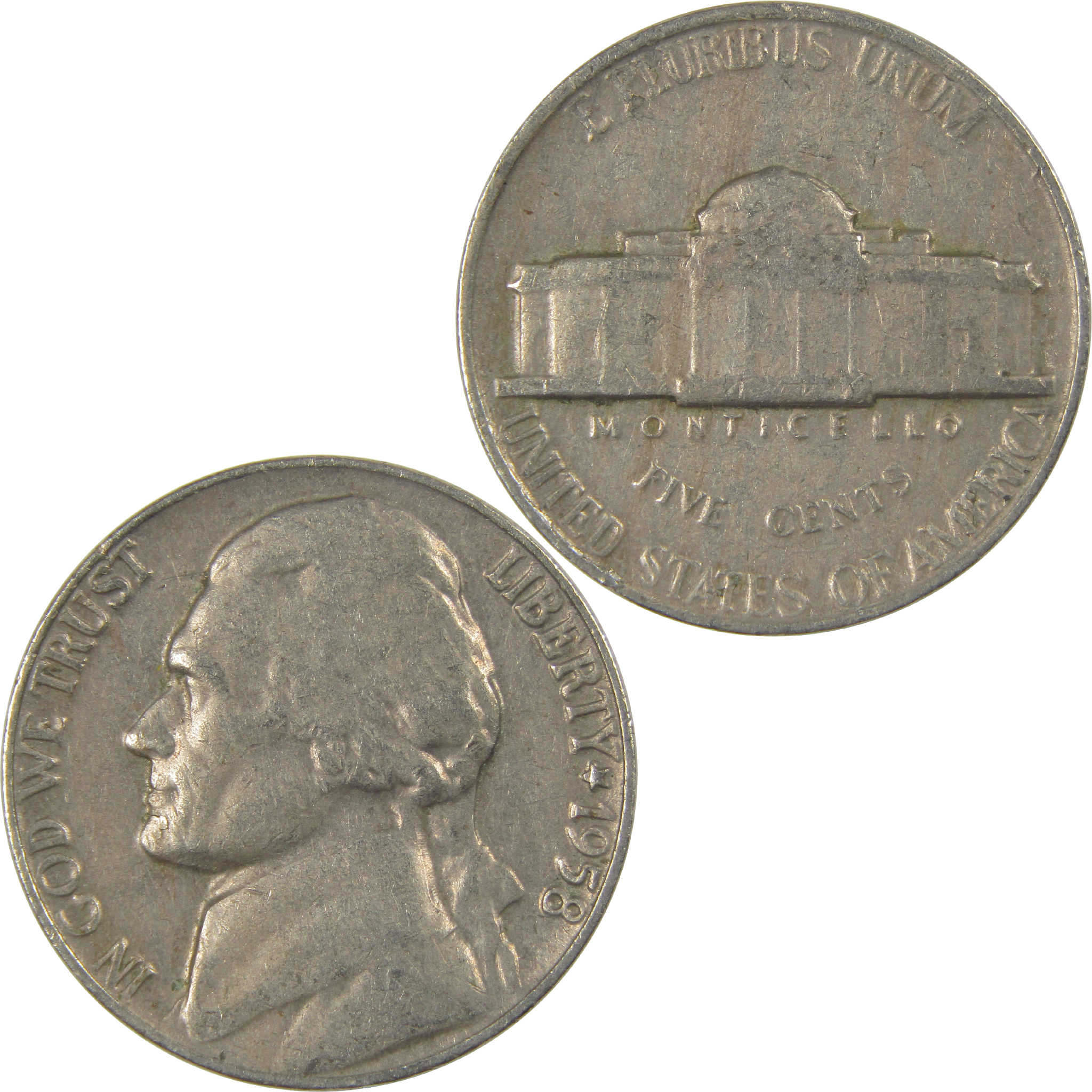 1958 Jefferson Nickel Circulated 5c Coin Collectible