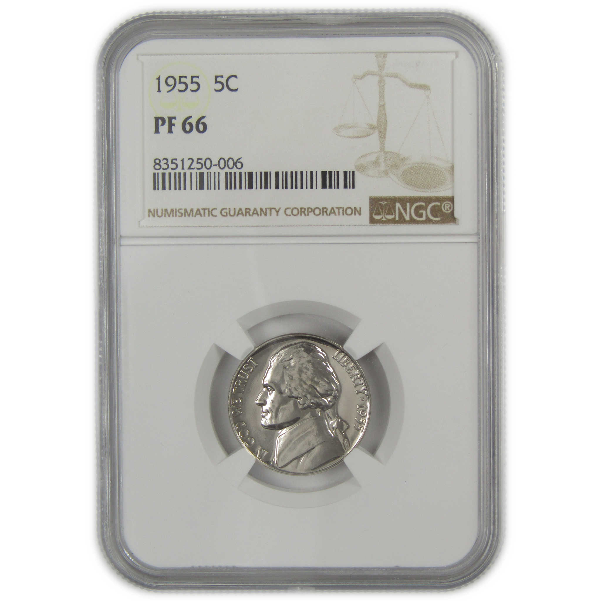 1955 Jefferson Nickel PF 66 NGC Proof 5c Coin SKU:I20633