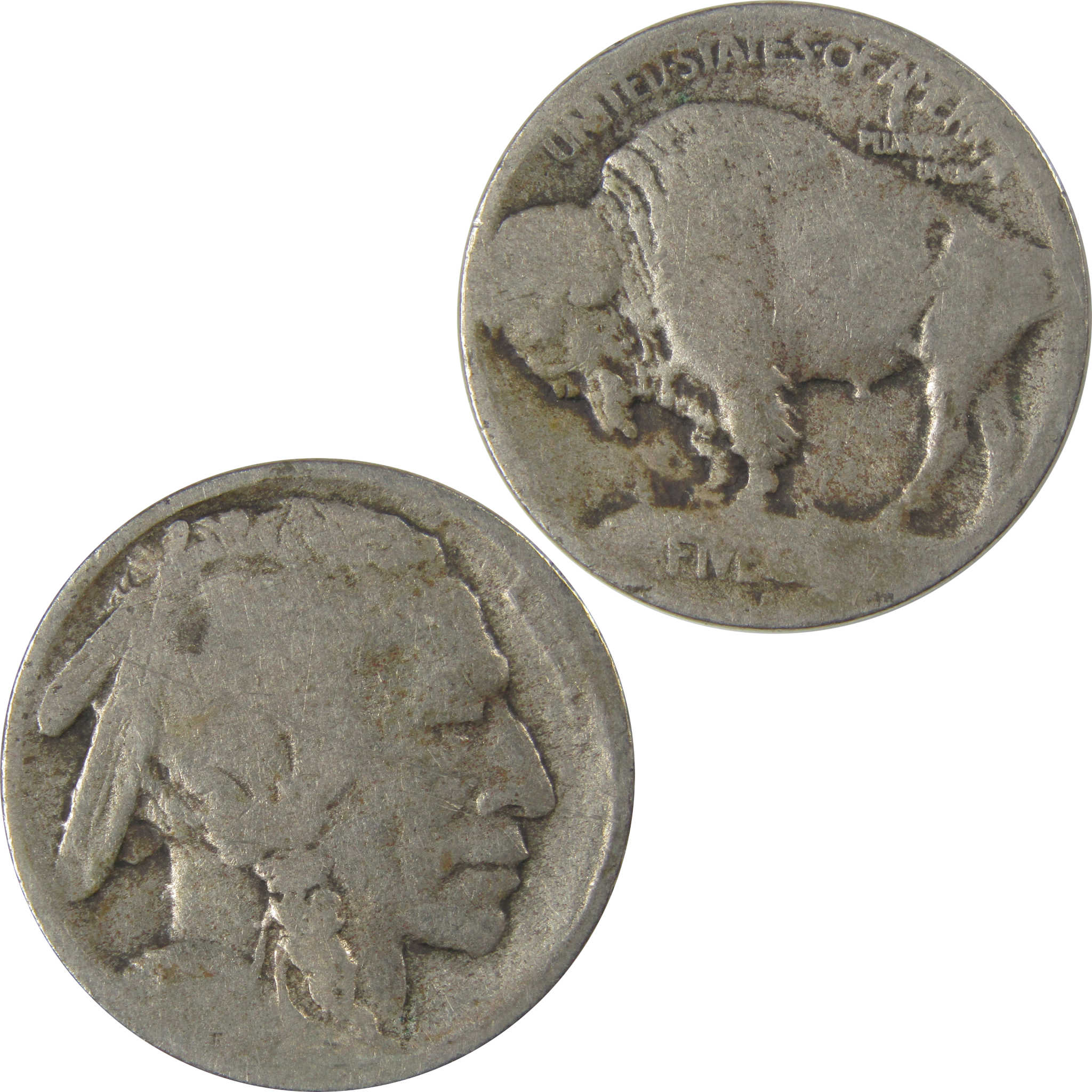 1913 S Type 1 Indian Head Buffalo Nickel 5c Coin No Date SKU:I22827