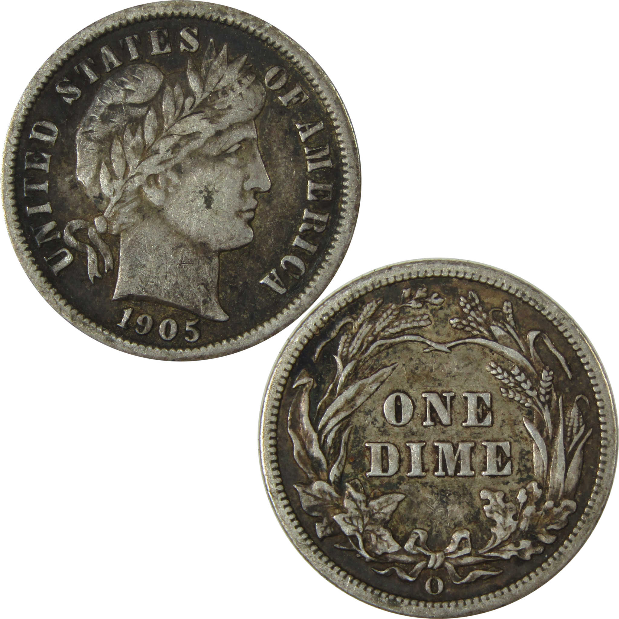 1905 O Barber Silver Dime F Fine Details 10c Coin SKU:CP1011