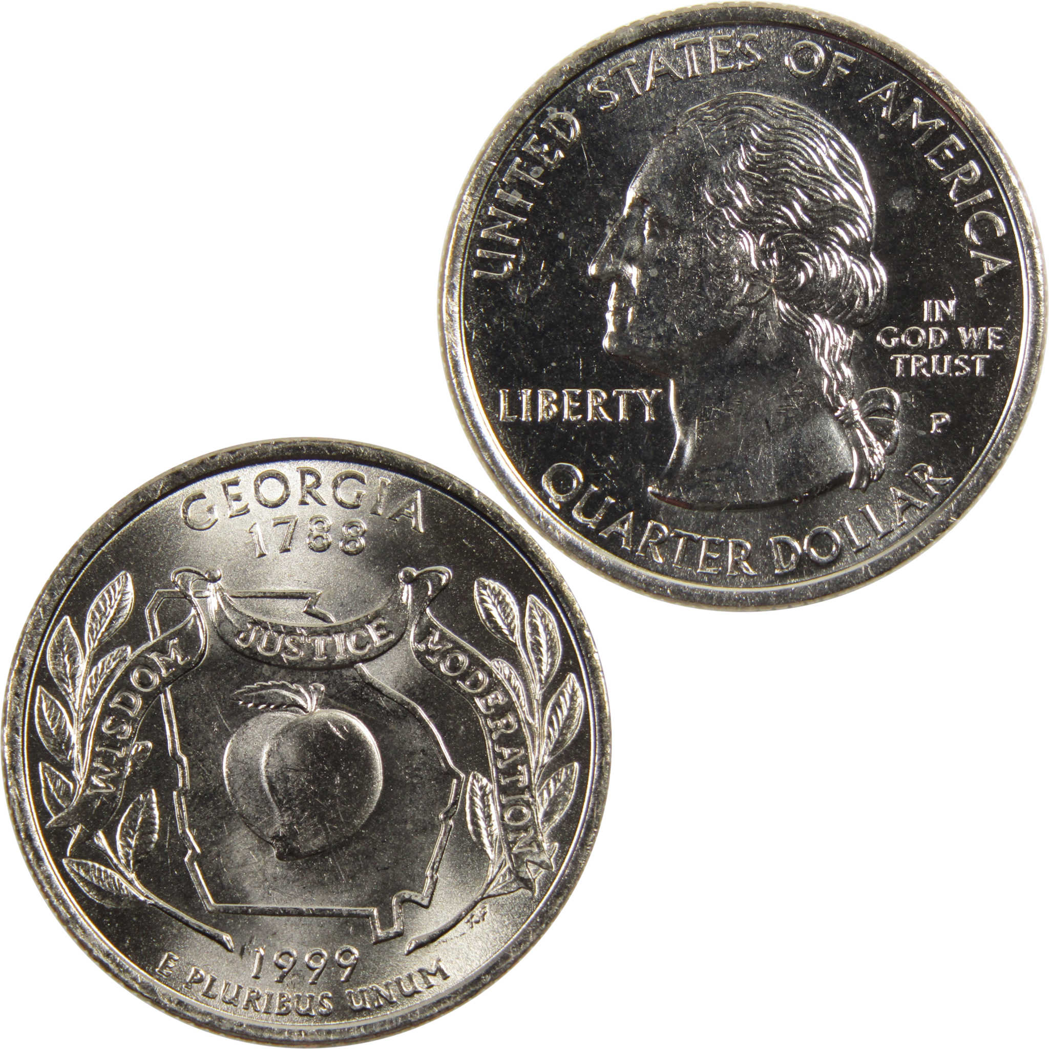 1999 P Georgia State Quarter BU Uncirculated Clad 25c Coin