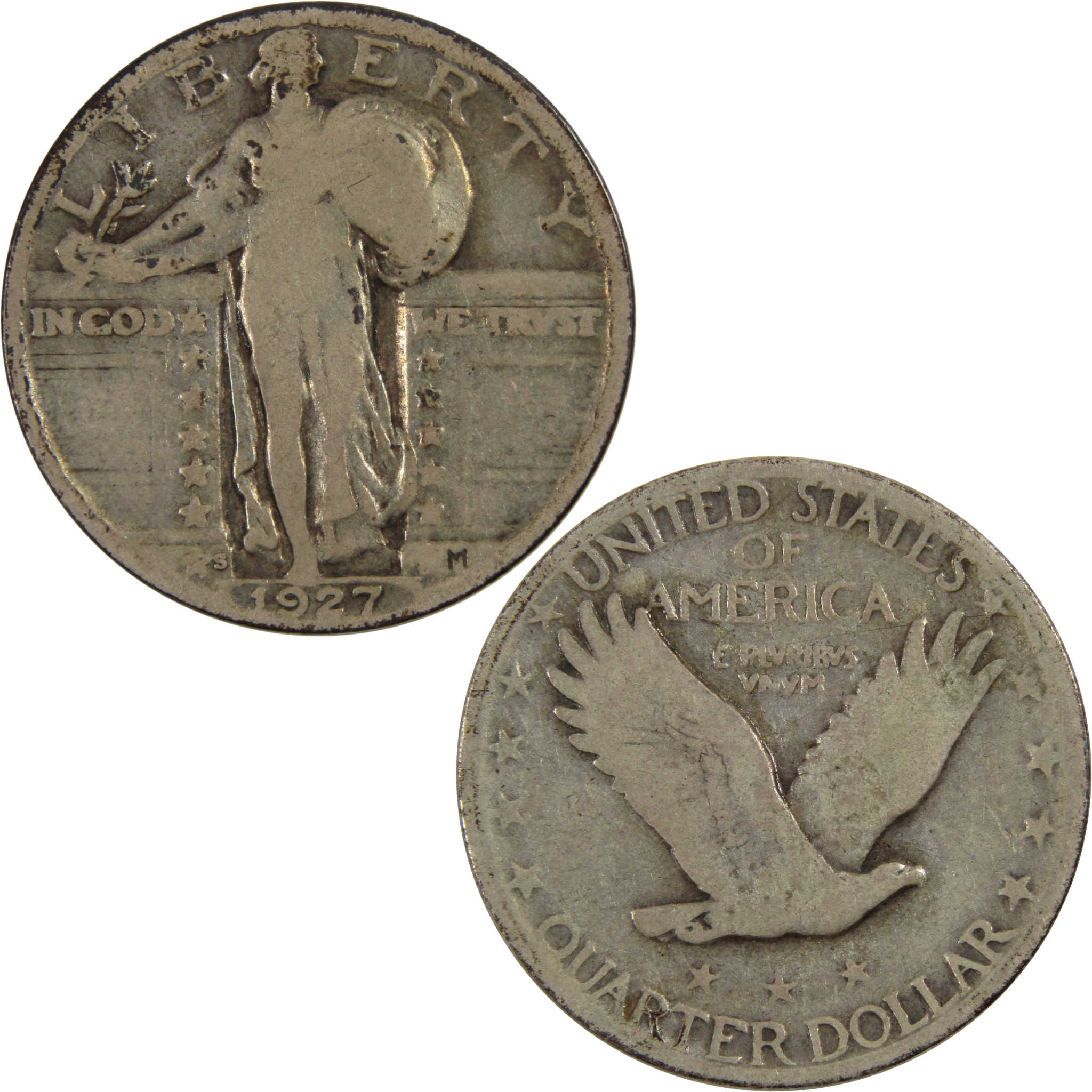 1927 S Standing Liberty Quarter VG Very Good 90% Silver 25c Coin SKU:I8144