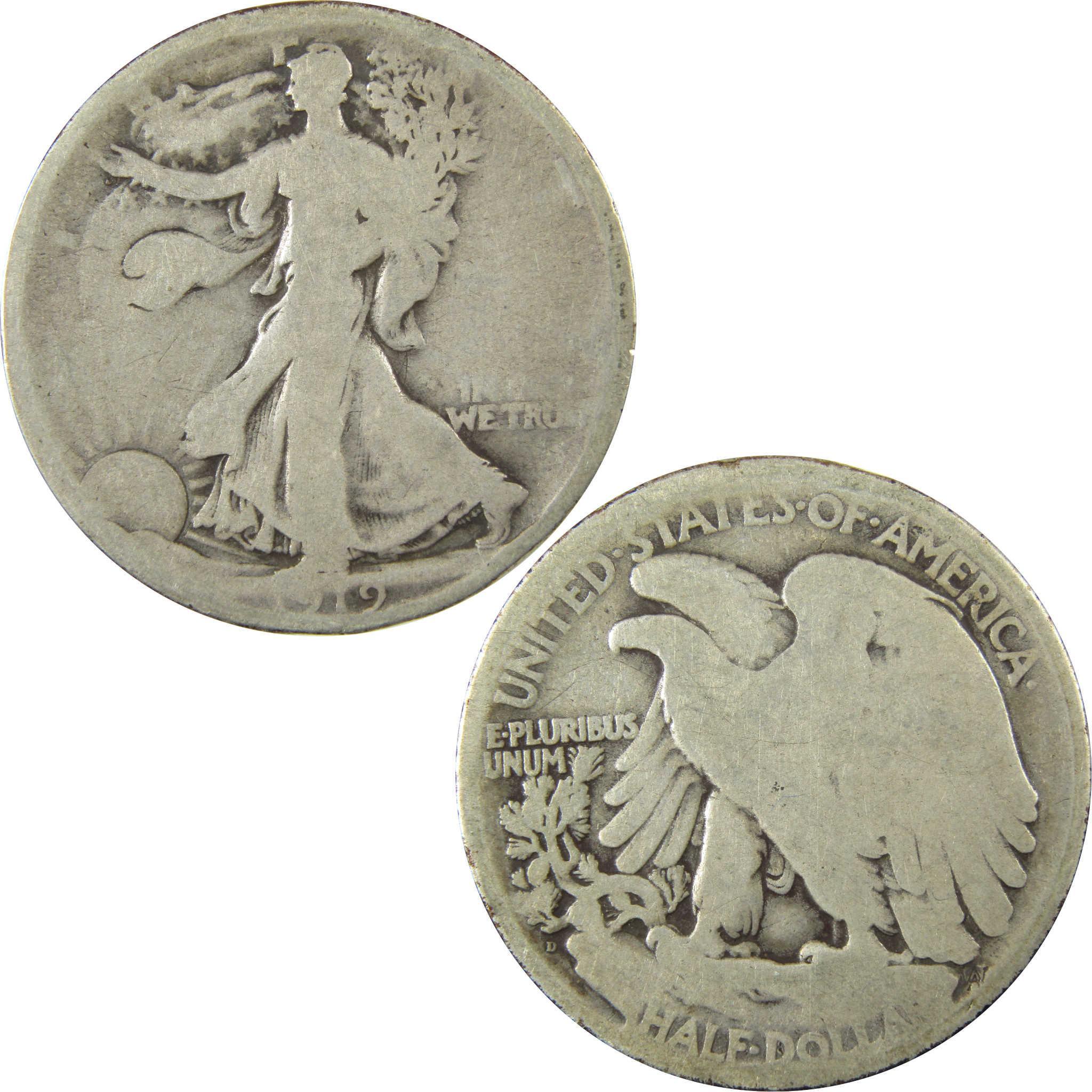 1919 D Liberty Walking Silver Half Dollar G Good SKU:CP1438